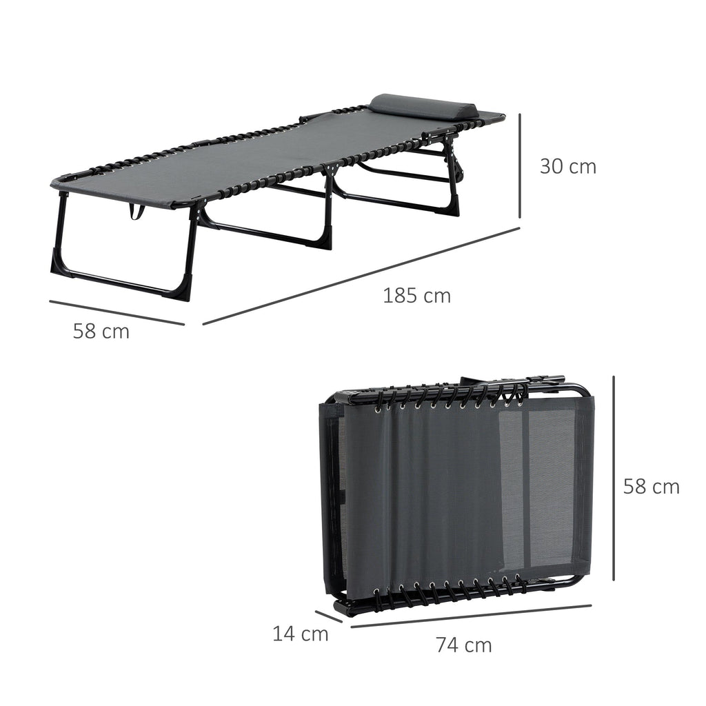 EasyComfort Sdraio da Giardino Pieghevole with Schienale Reclinabile su 5 Posizioni e Cuscino, 185x58x30cm, Grigio