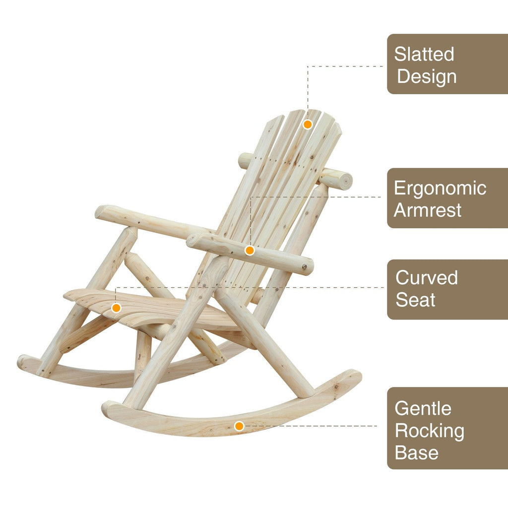 EASYCOMFORT Adirondack Style Garden Rocking Chair in Wood 66x96x98cm