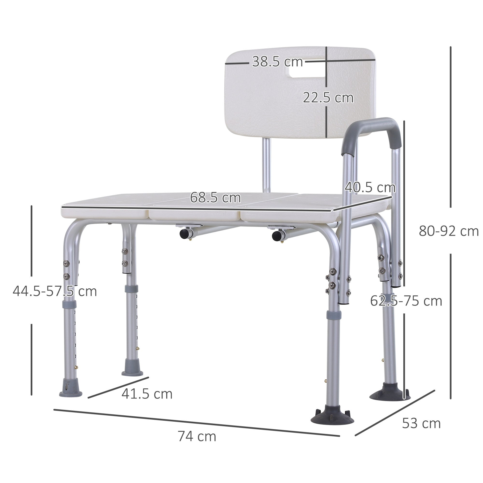 Easycomfort Sedia da Doccia with Altezza Regolabile su 6 Livelli, Piedini e Bracciolo Antiscivolo, Ampia Seduta (68.5x40.5cm)