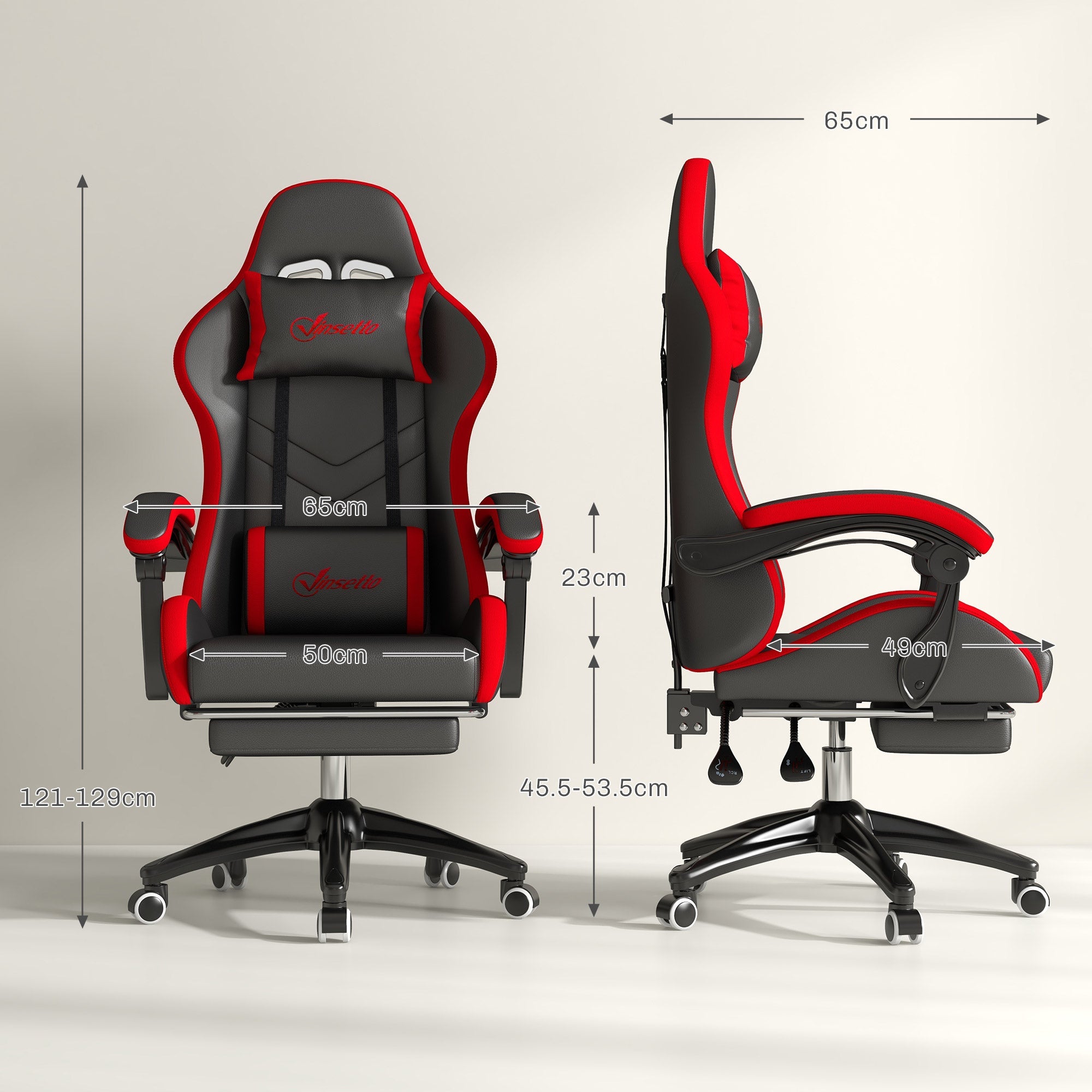 EasyComfort gamingstoel, verstelbaar, 65x65x121-129 cm