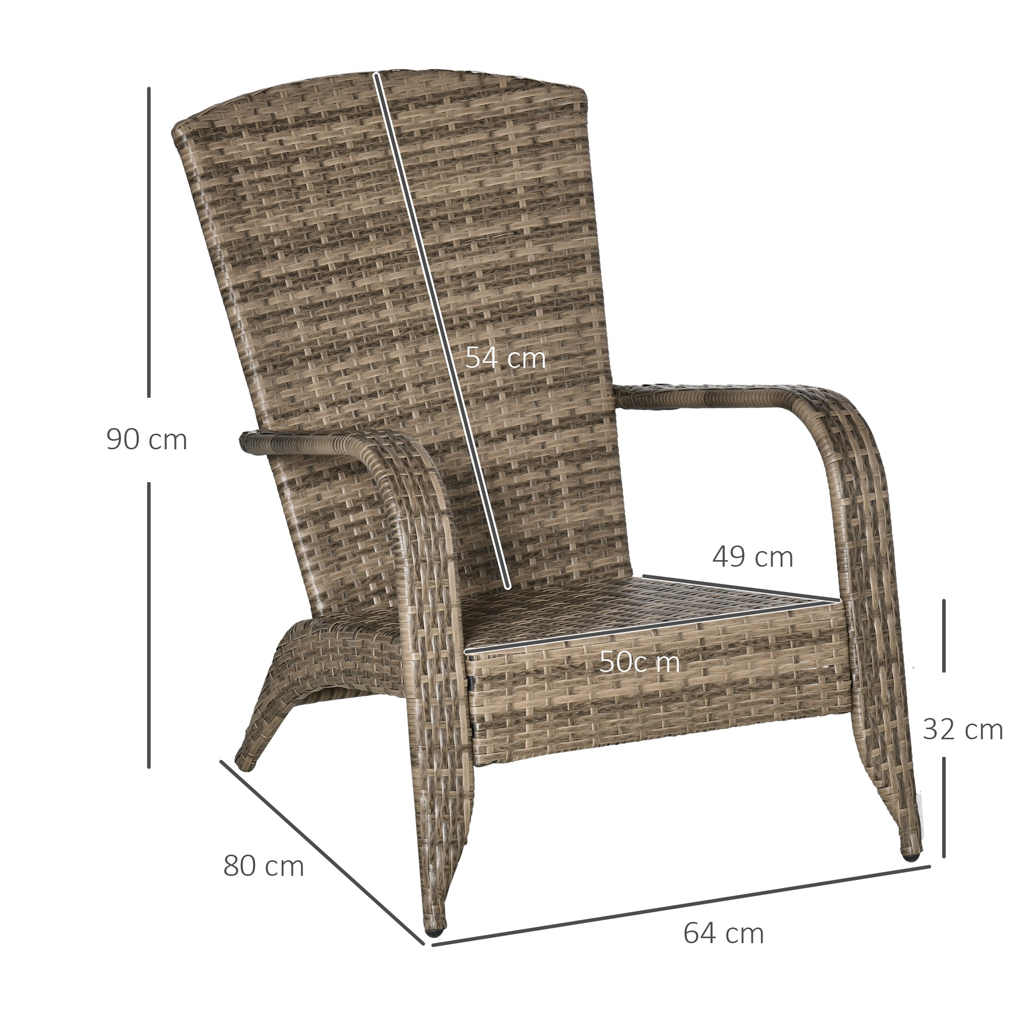 EasyComfort Adironrack Tuinstoel met armleuningen — rattan/staal, draagvermogen 160 kg