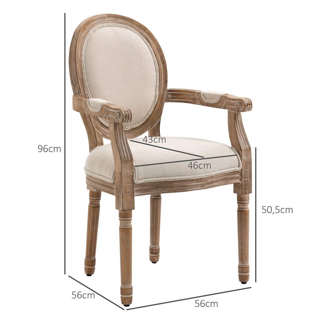 EasyComfort Sedia da Salotto Stile Classico Imbottita with Rivestimento in Tessuto, 56x56x96cm, white Crema