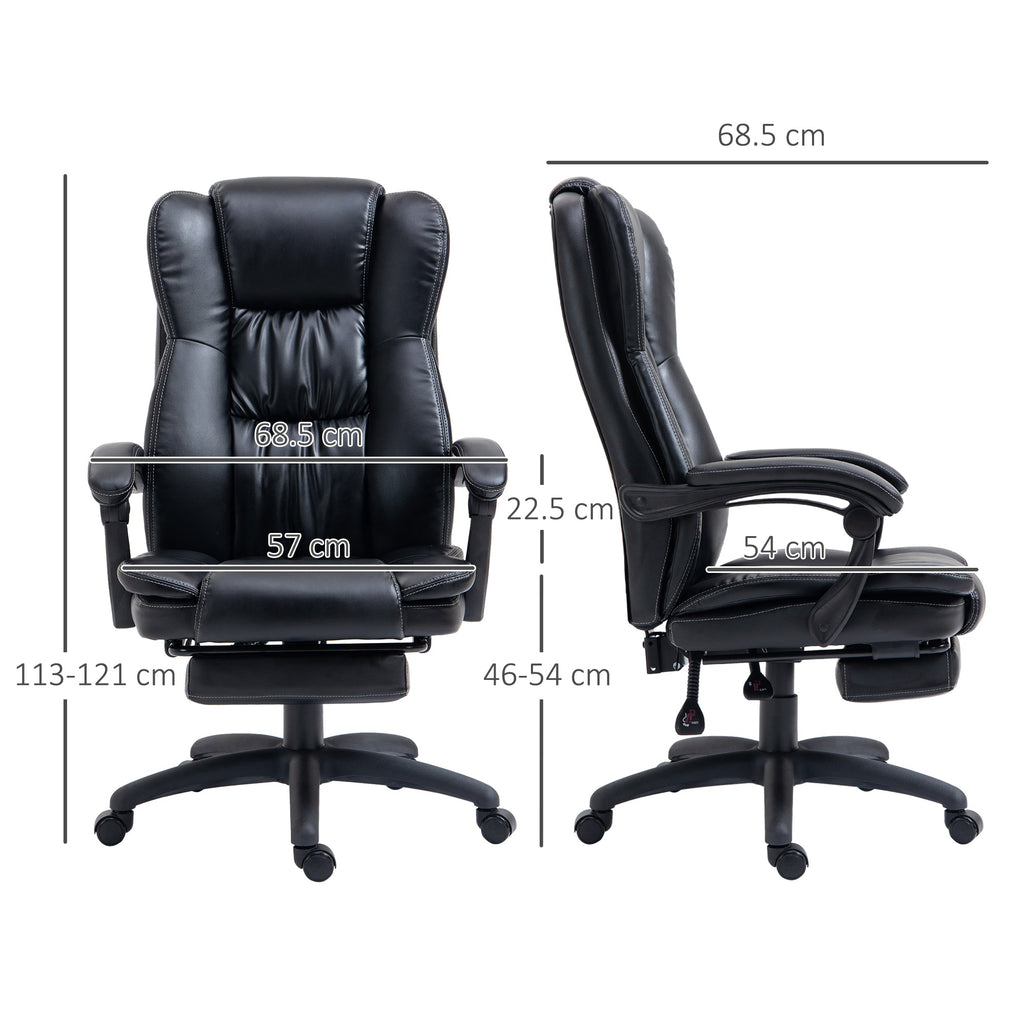 EasyComfort Sedia da Ufficio ad Altezza Regolabile con 6 Punti Massaggianti, in Finta Pelle, 68.5x68.5x113-121 cm, Nera