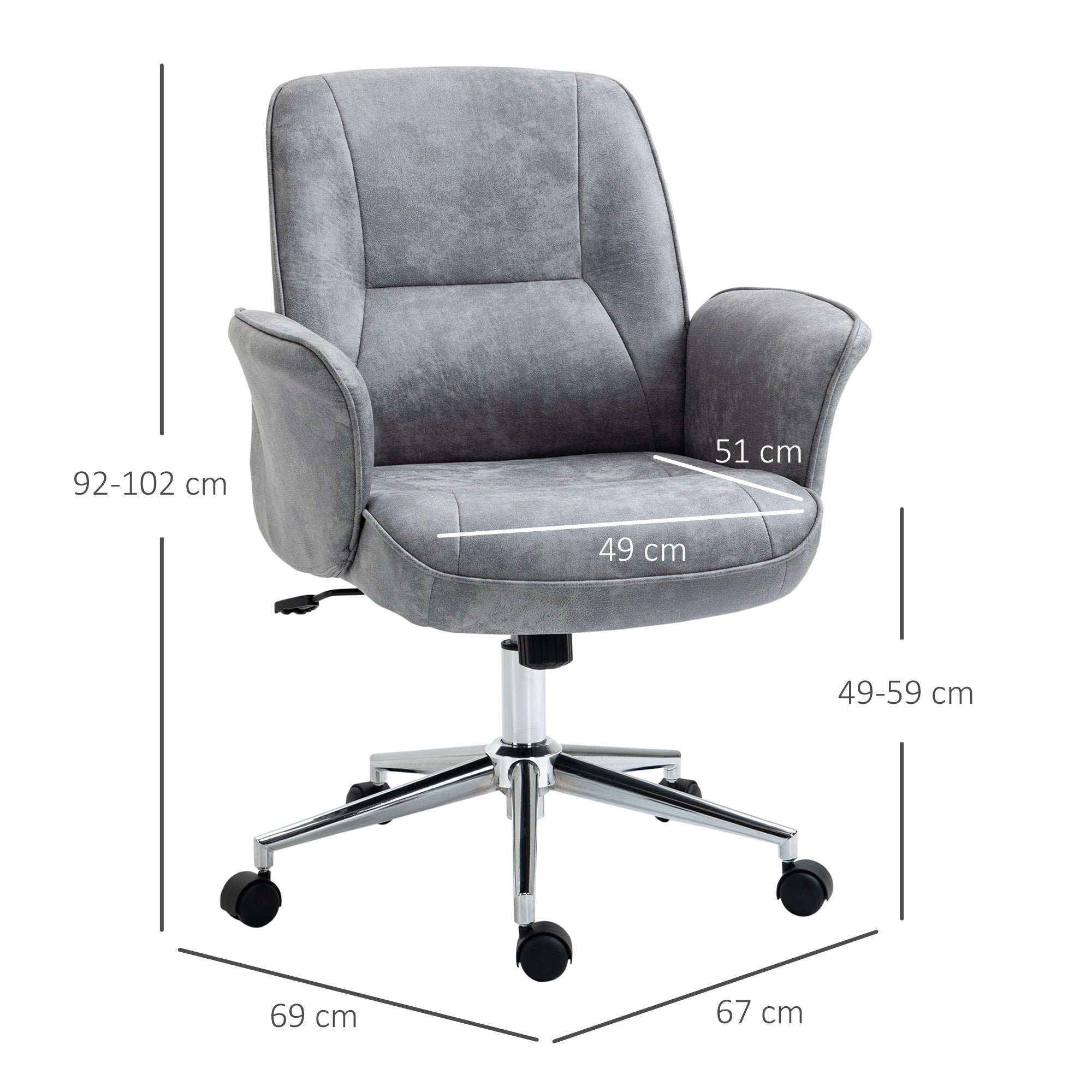 EasyComfort ergonomische bureaustoel microvezel grijs 67x69x92-102 cm