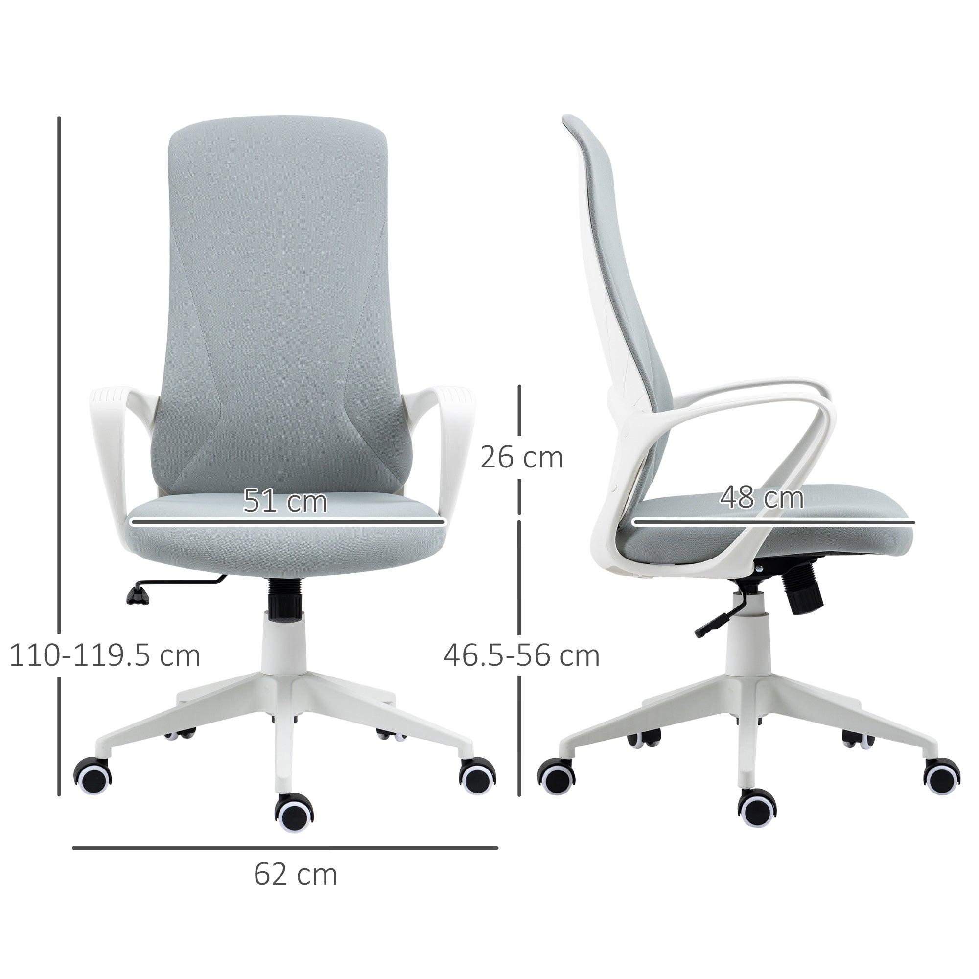Easycomfort Sedia da Ufficio Ergonomica with Altezza Regolabile e Funzione di Inclinazione, 62x56x110-119.5 cm