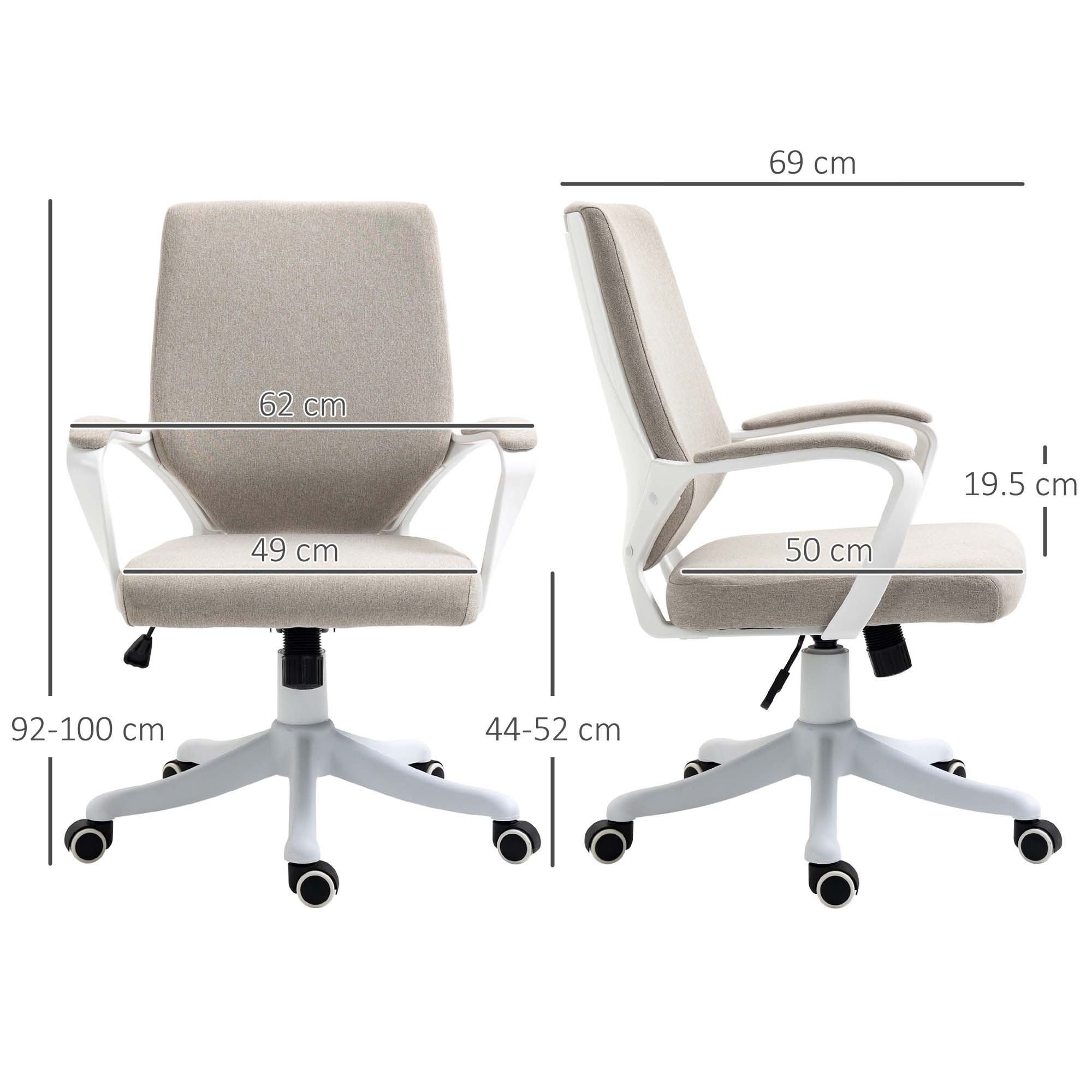 EasyComfort Sedia ergonomische bureaustoel, verstelbaar 92–100 cm, beige