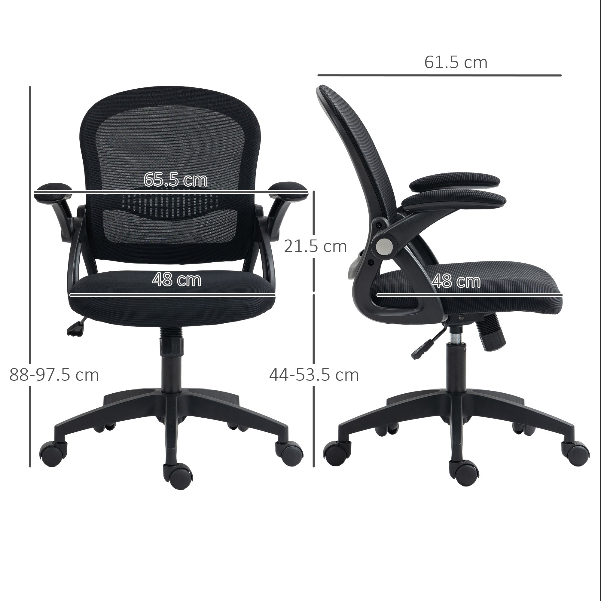 EasyComfort Ergonomische bureaustoel, verstelbaar, 65.5x61.5x88-97.5 cm, zwart