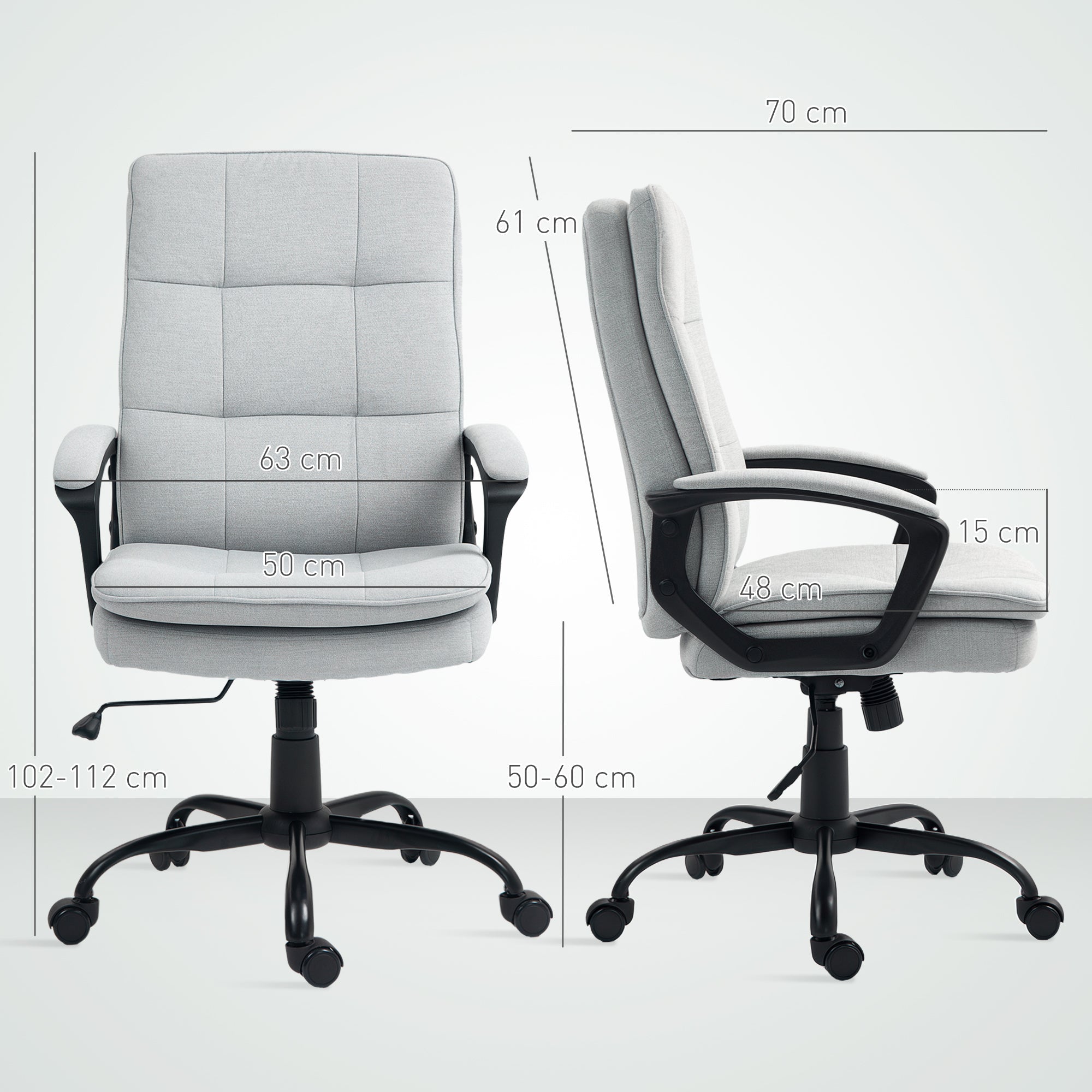 EasyComfort Ergonomische bureaustoel hoge rug, in hoogte verstelbaar, schommelfunctie, grijs