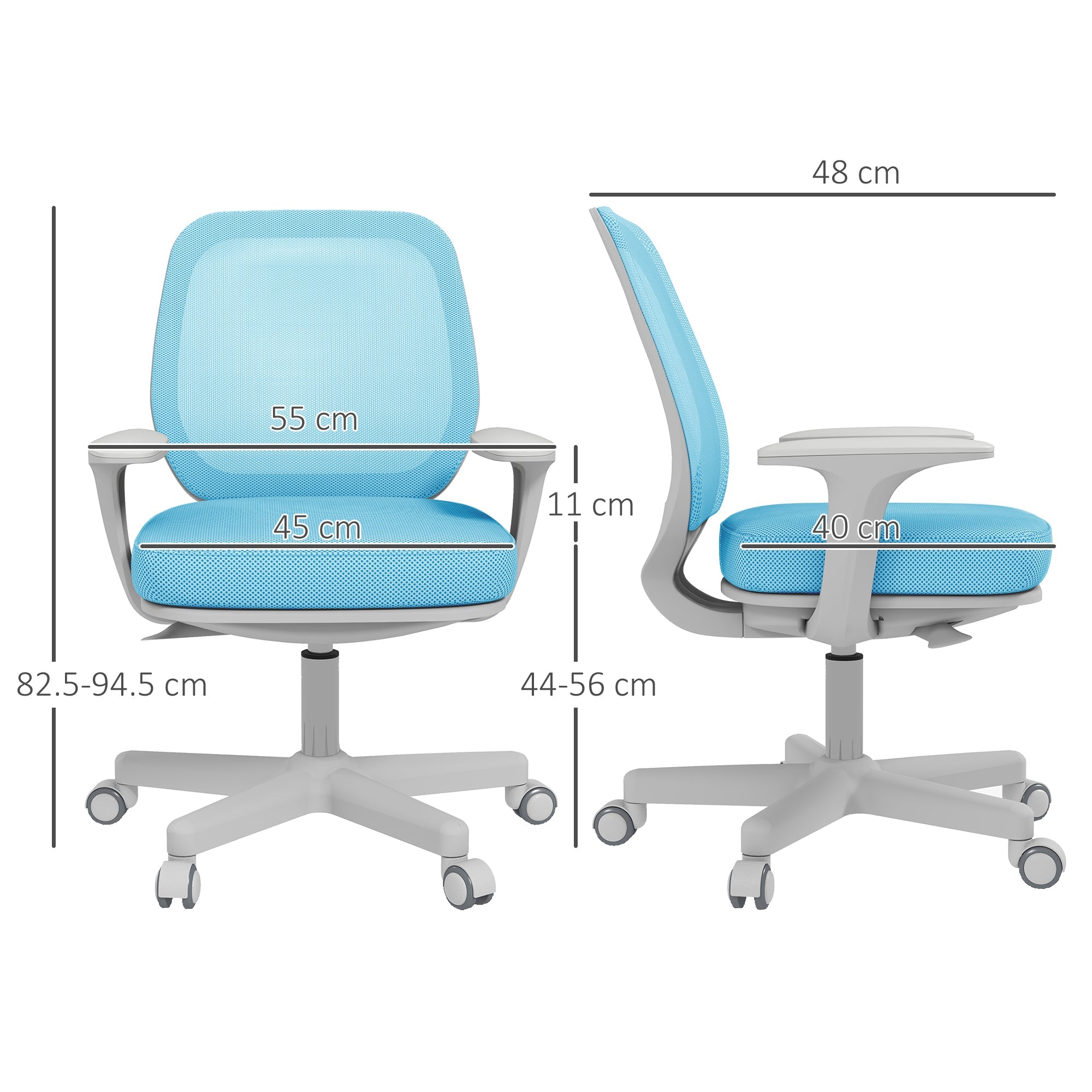 EasyComfort Bureaustoel ergonomisch, verstelbaar 82.5–94.5 cm, blauw