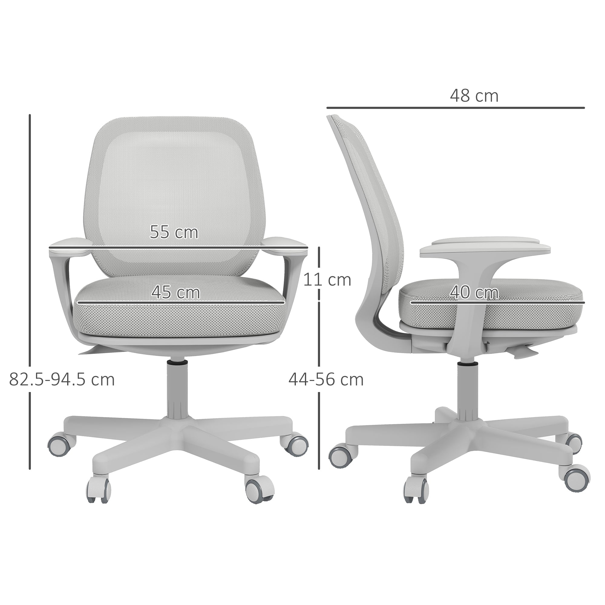 EasyComfort Ergonomische bureaustoel verstelbaar 55x48x82.5-94.5 cm, grijs