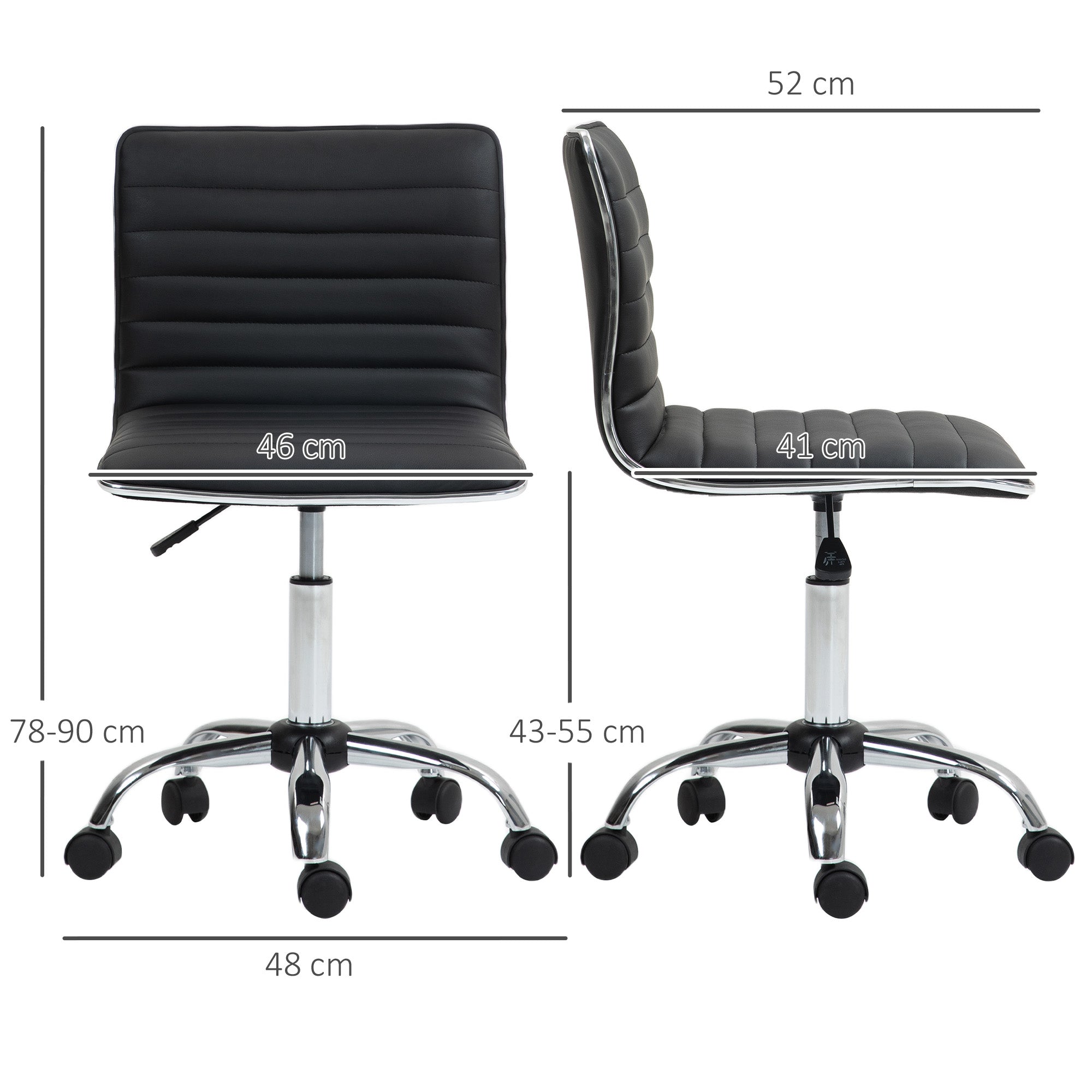 EasyComfort Ergonomische bureaustoel PU-leer, verstelbaar, 360° draaibaar, zwart