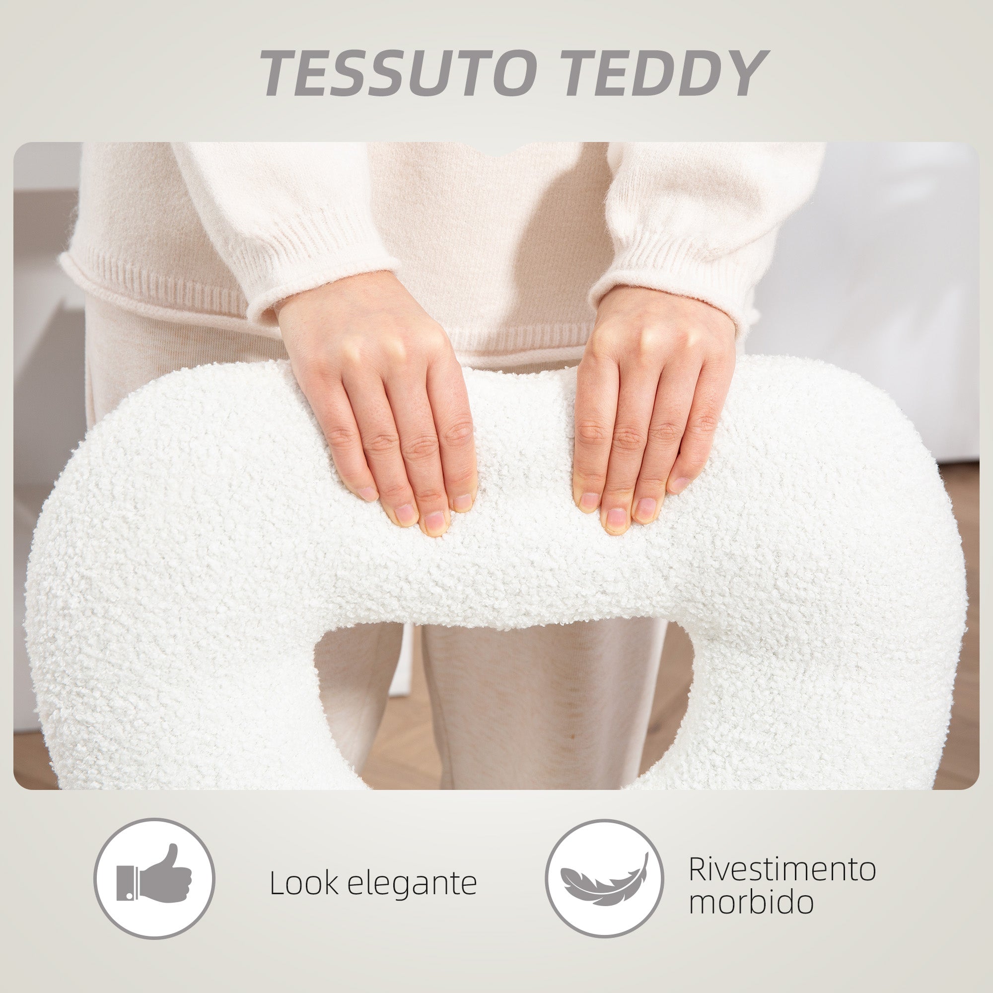 EasyComfort Bureaustoel teddyvelvet wit 45x56x78-88 cm