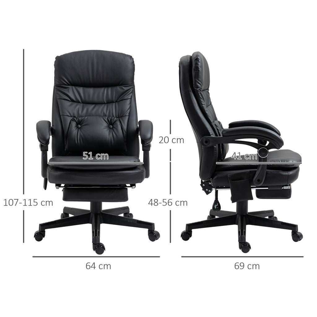 EasyComfort bureaustoel met massage, kunstleer, zwart, 64x69x107-115 cm