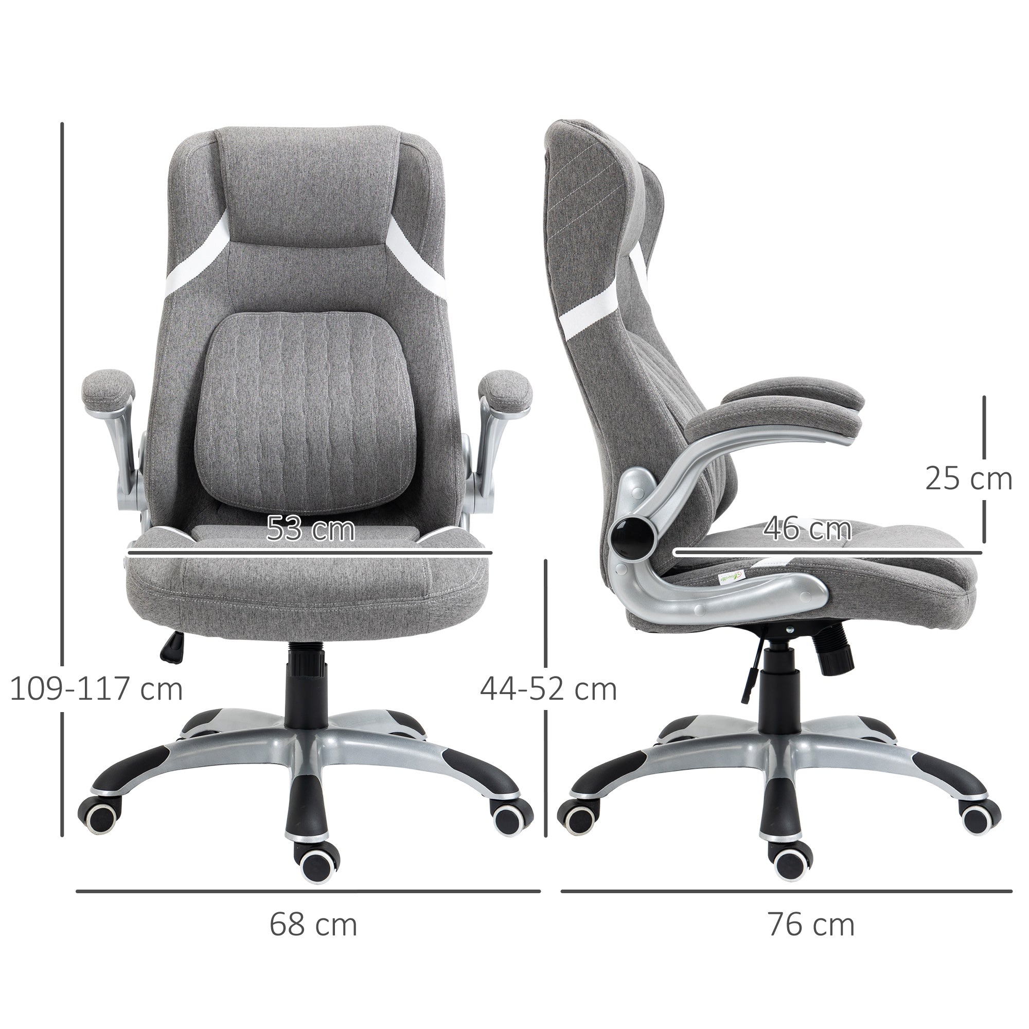 Easycomfort Sedia da Ufficio Reclinabile in Tessuto Traspirante e Acciaio with Altezza Regolabile, 68x76x109-117 cm