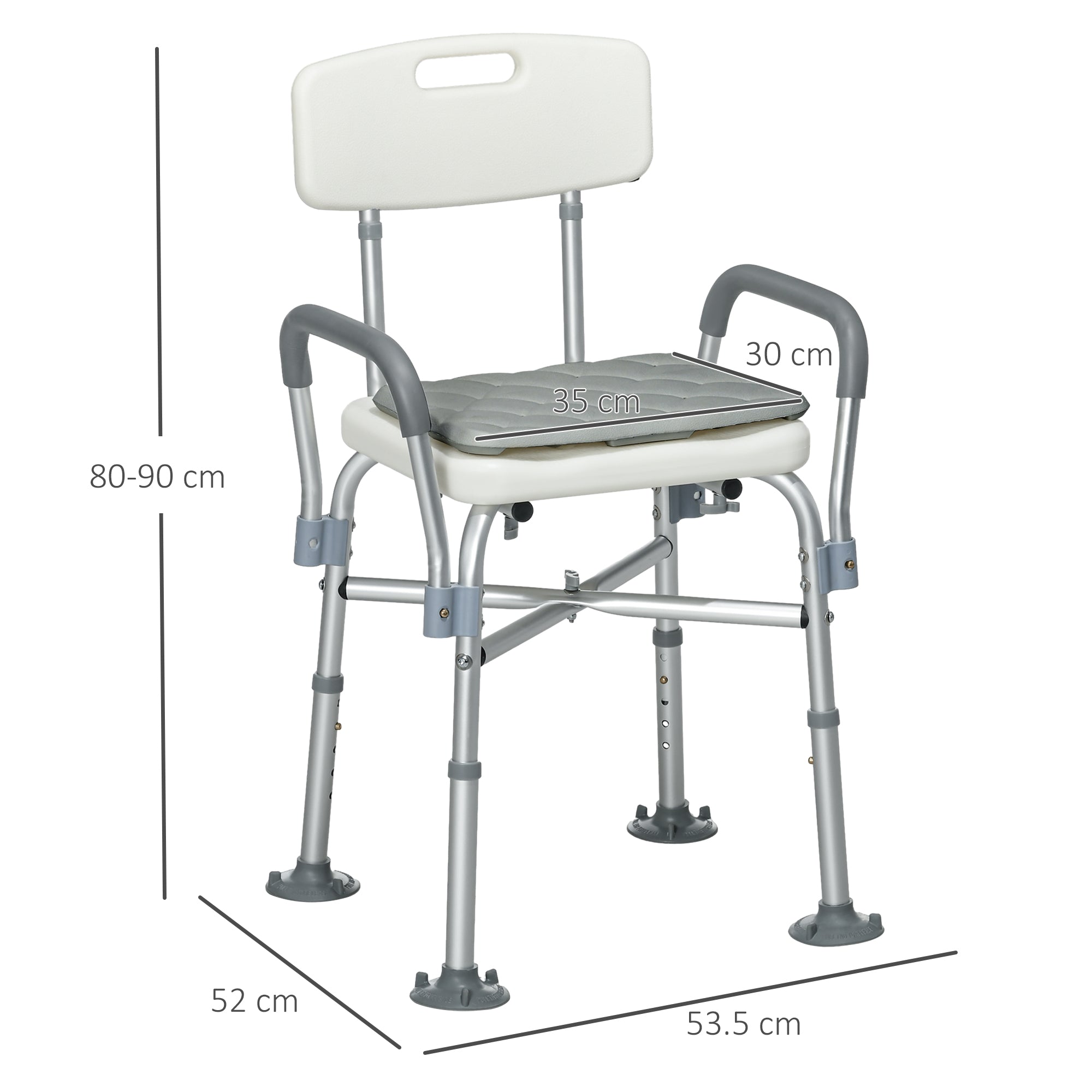 EasyComfort Sedia Douchestoel verstelbaar 53.5x52x80-90 cm