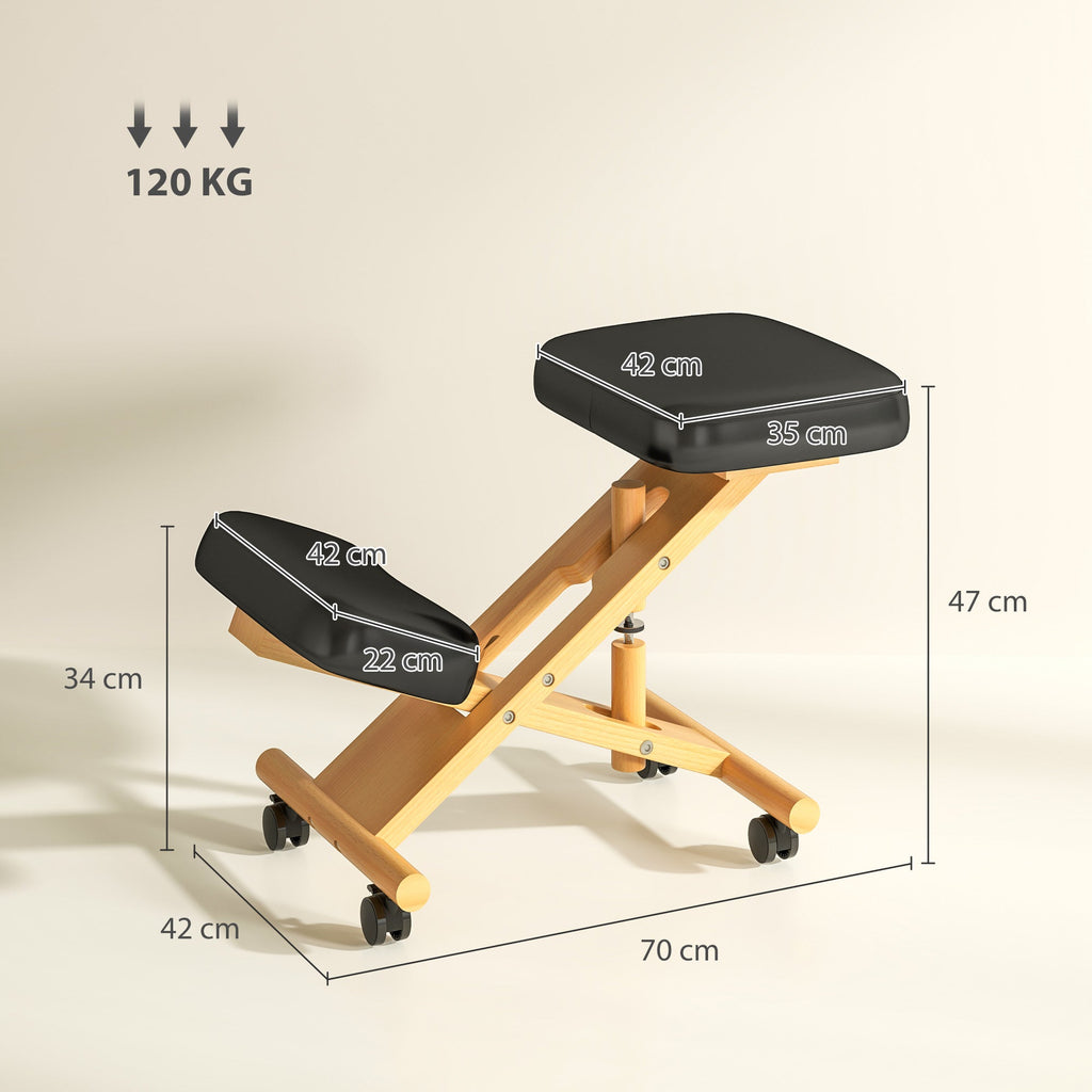 EasyComfort ergonomische kniestoel met kniesteun 42–52 cm, zwart