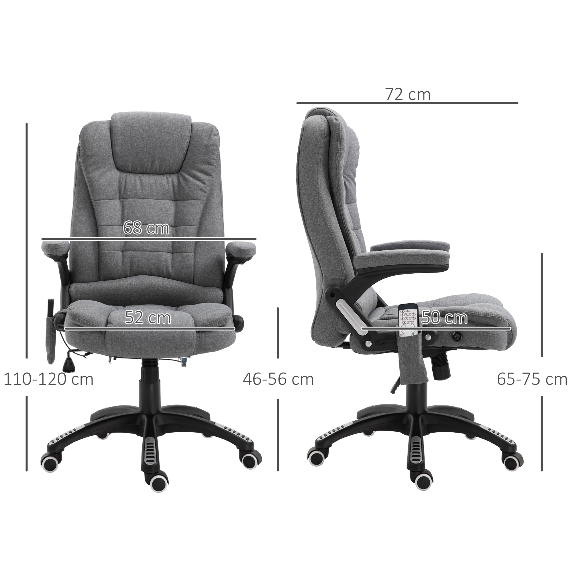 Easycomfort Sedia Massaggiante da Ufficio e Casa, Poltrona da Ufficio Con 6 Punti di Massaggio e Funzione di Riscaldamento e Regolabile in Altezza, Grigia