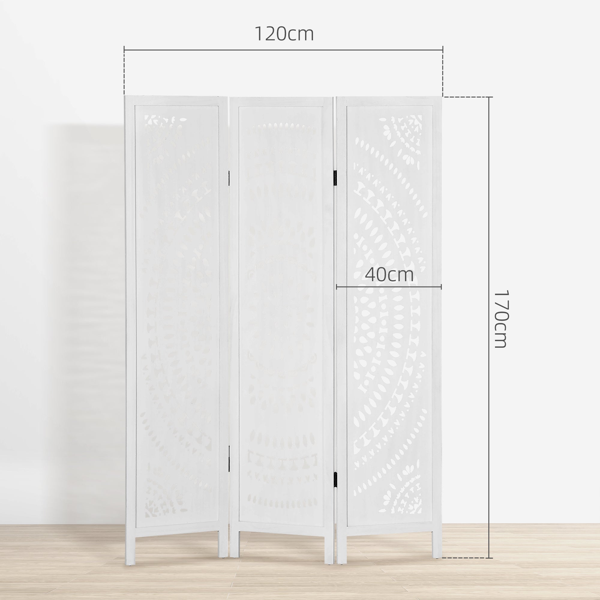 EasyComfort Separé 3-panelen kamerscherm 120x170 cm wit
