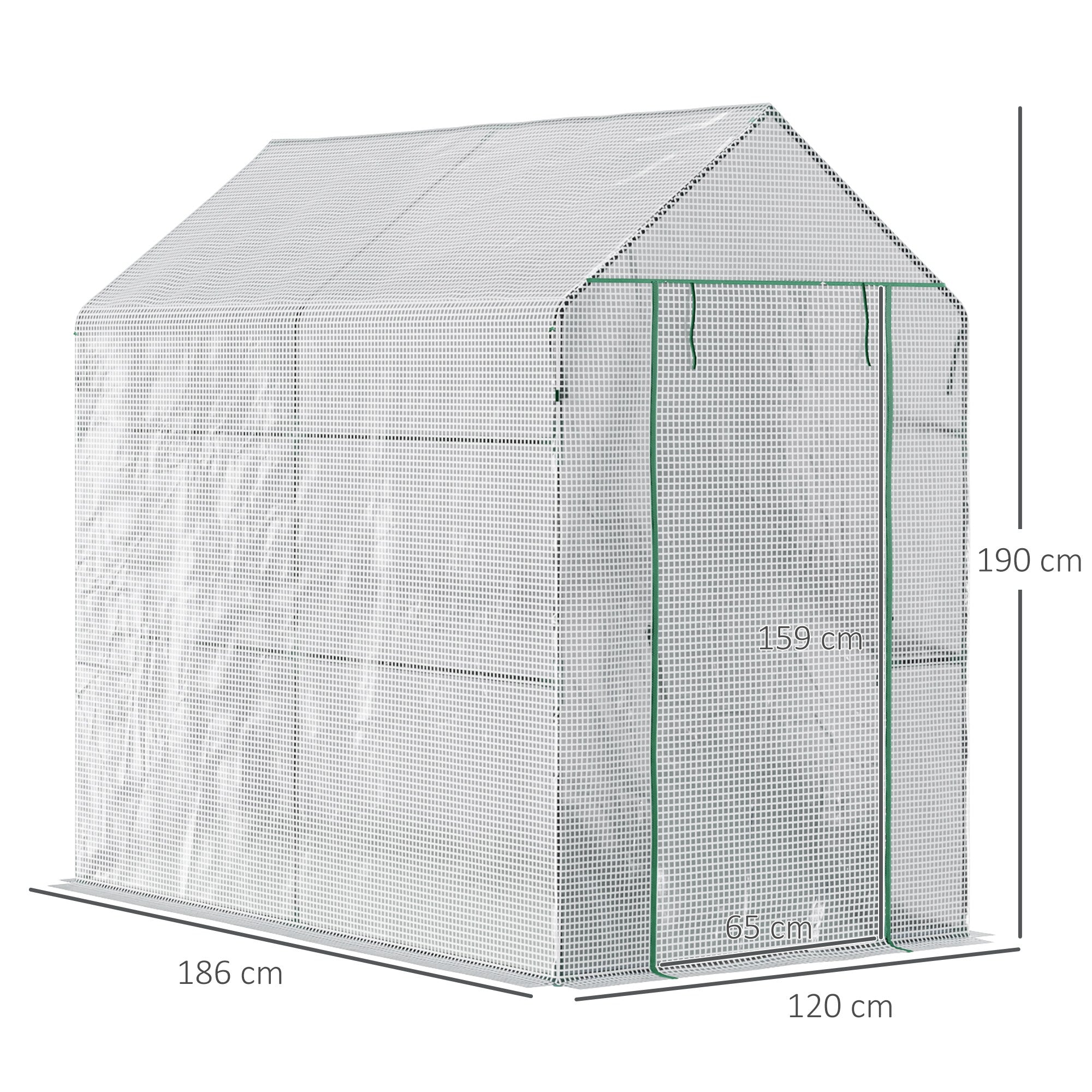 Easycomfort Serra a Casetta with Rivestimento in PE, Porta a Cerniera e 4 Ripiani, 186x120x190cm, white