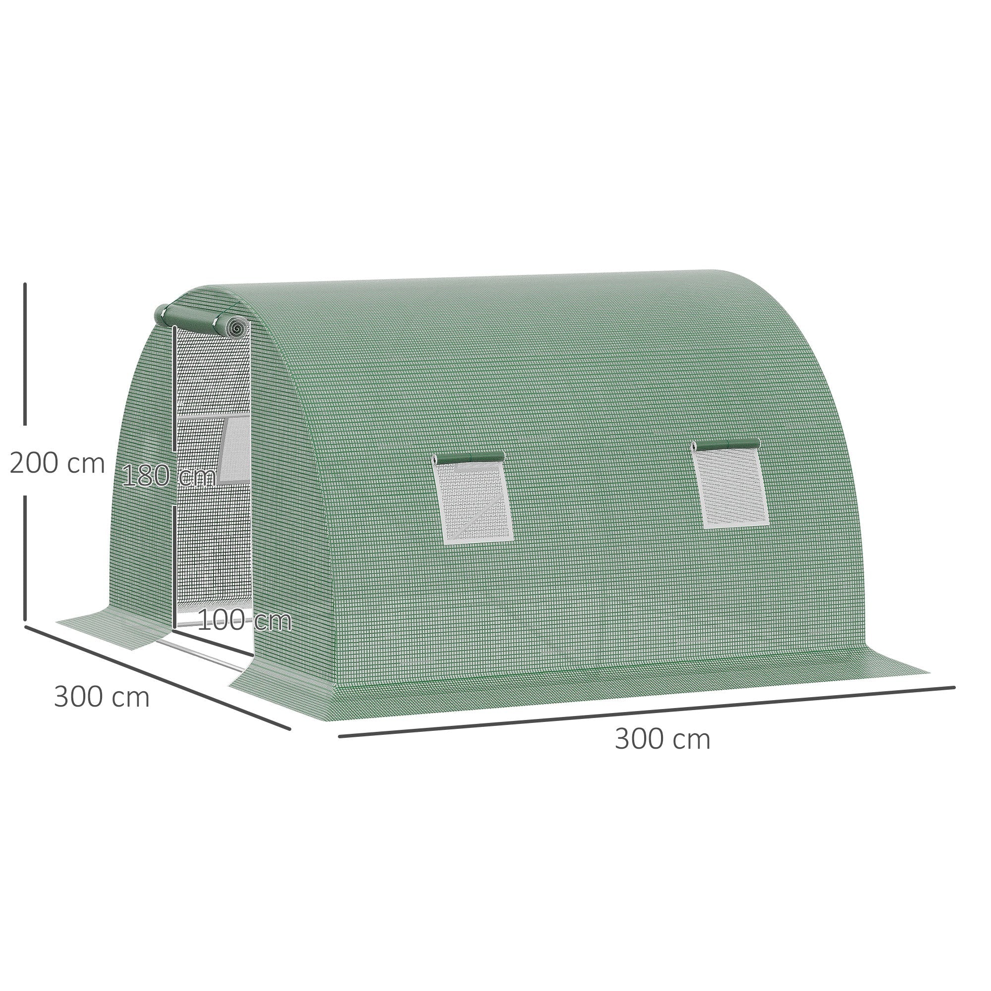 EasyComfort Tunnelkas 3x3x2 m met PE-doek en 4 ramen