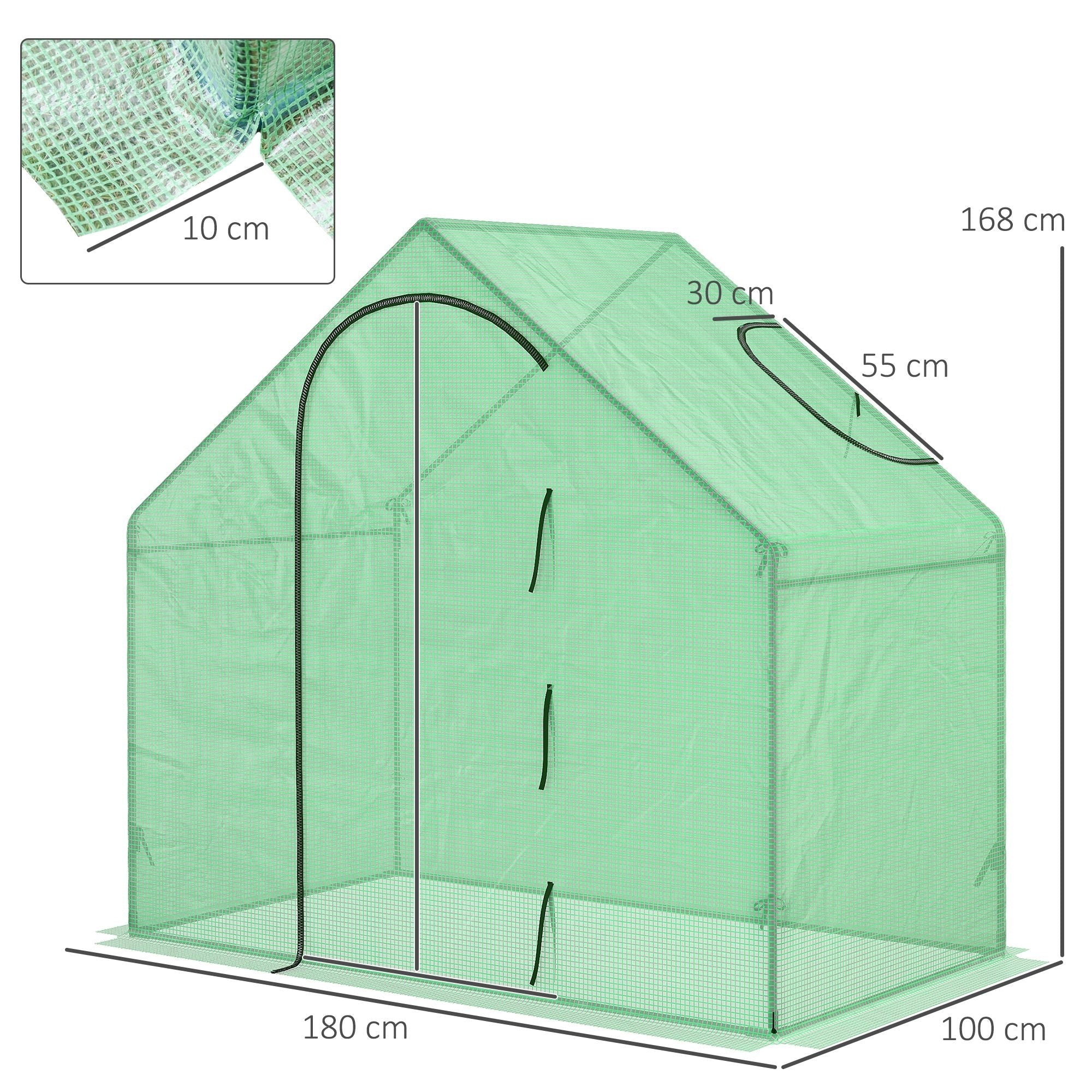 Easycomfort Serra da Giardino with Porta a Cerniera e Presa d'Aria, 4 Funi e Paletti Inclusi, 180x100x168 cm, Verde