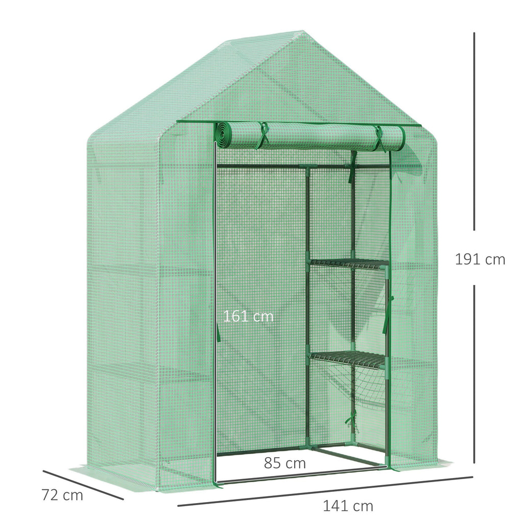 EasyComfort Tuinkas staal/PE 4 schappen 141x72x191 cm groen