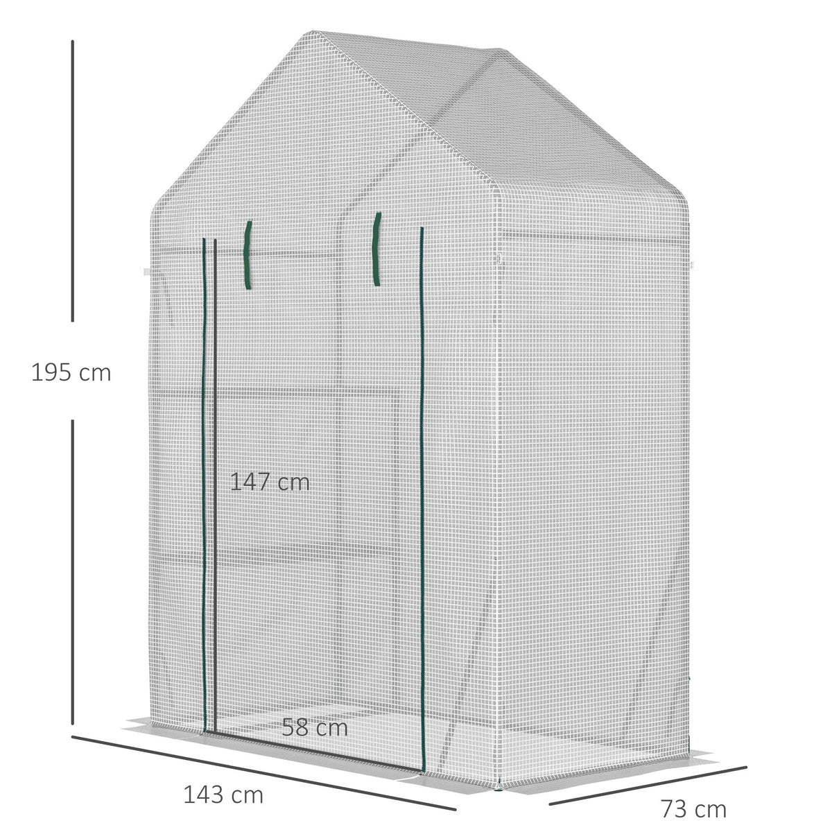 EasyComfort Tuinkas PE/staal met 2 schappen en oprolbare deur, 143x73x195 cm