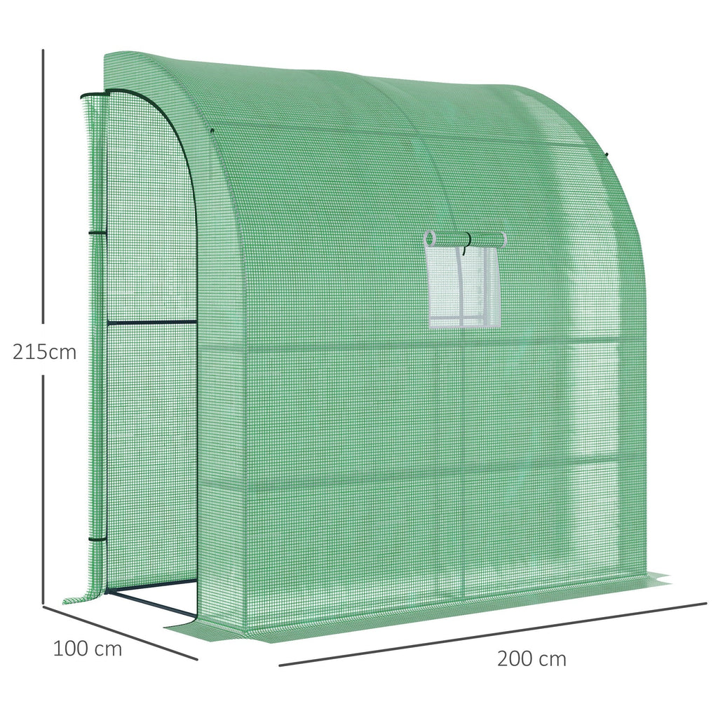 EASYCOMFORT Wall Greenhouse with 2 Shelves for Plants and Flowers in Steel and PE, 200x100x215 cm, Green