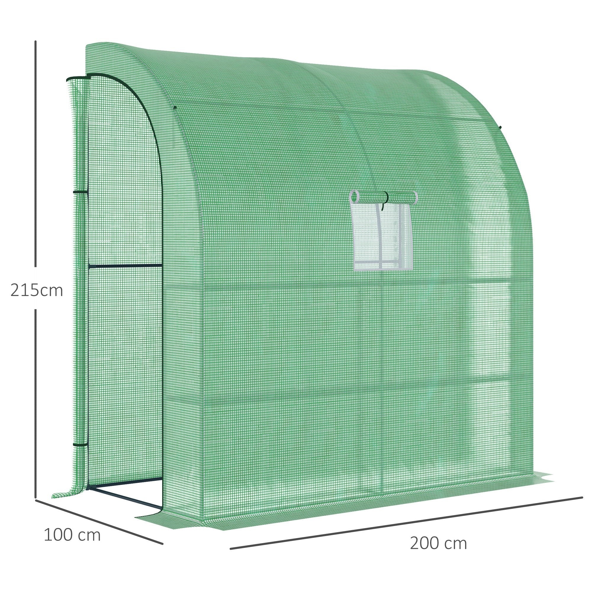 EASYCOMFORT Wall Greenhouse with 2 Shelves for Plants and Flowers in Steel and PE, 200x100x215 cm, Green