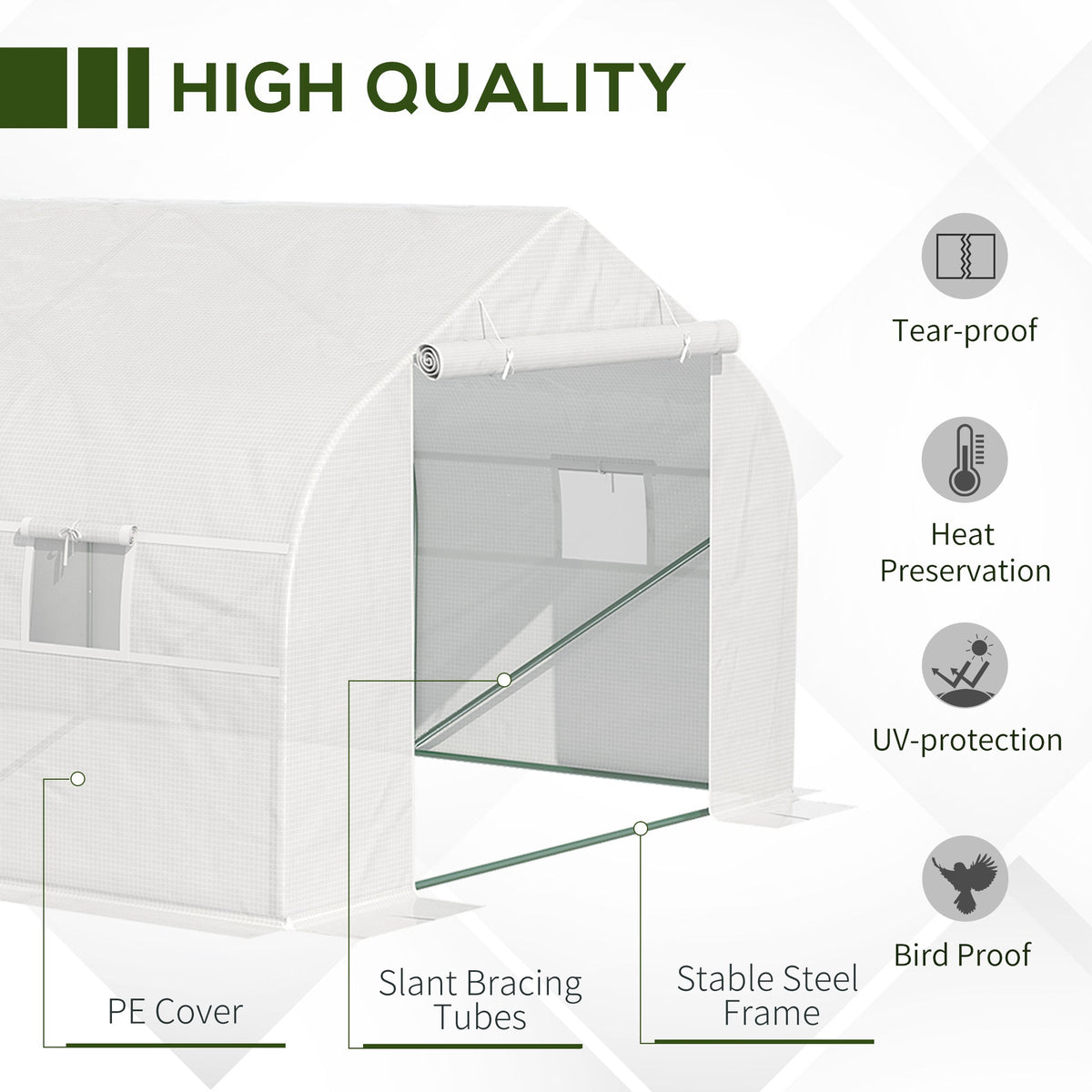 Easycomfort Serra per Orto 6x3x2m - Tuinkas met 8 ramen en oprolbare deur
