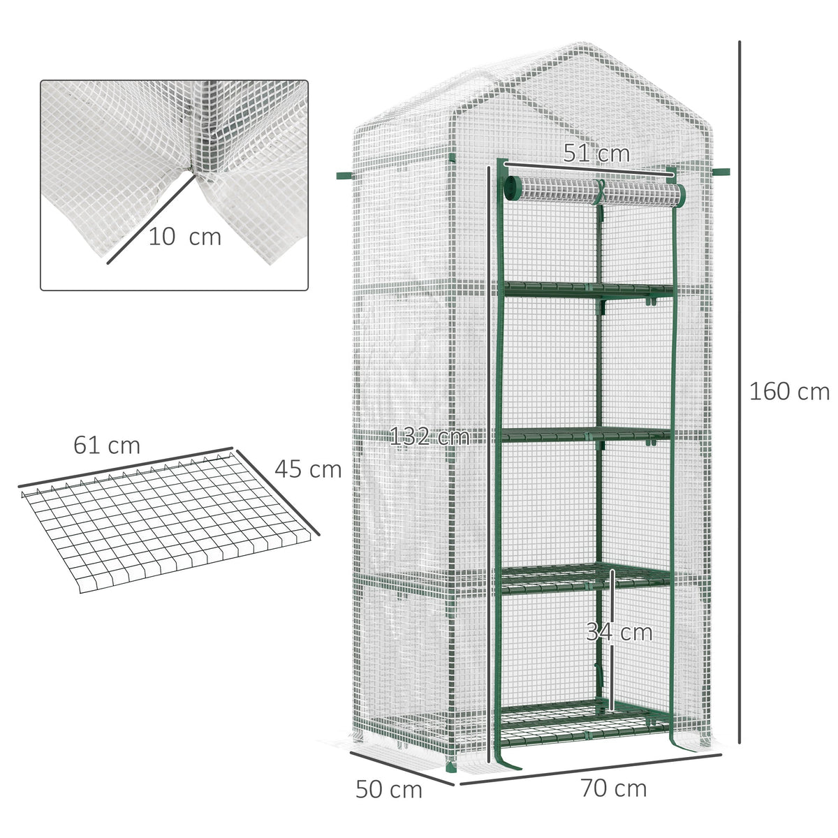 EASYCOMFORT verticale tuinkas met 4 niveaus, 70x50x160 cm