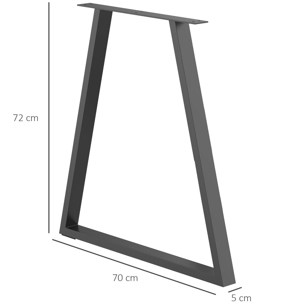 EasyComfort set 2 trapeziumvormige tafelpoten staal 70x5x72 cm zwart