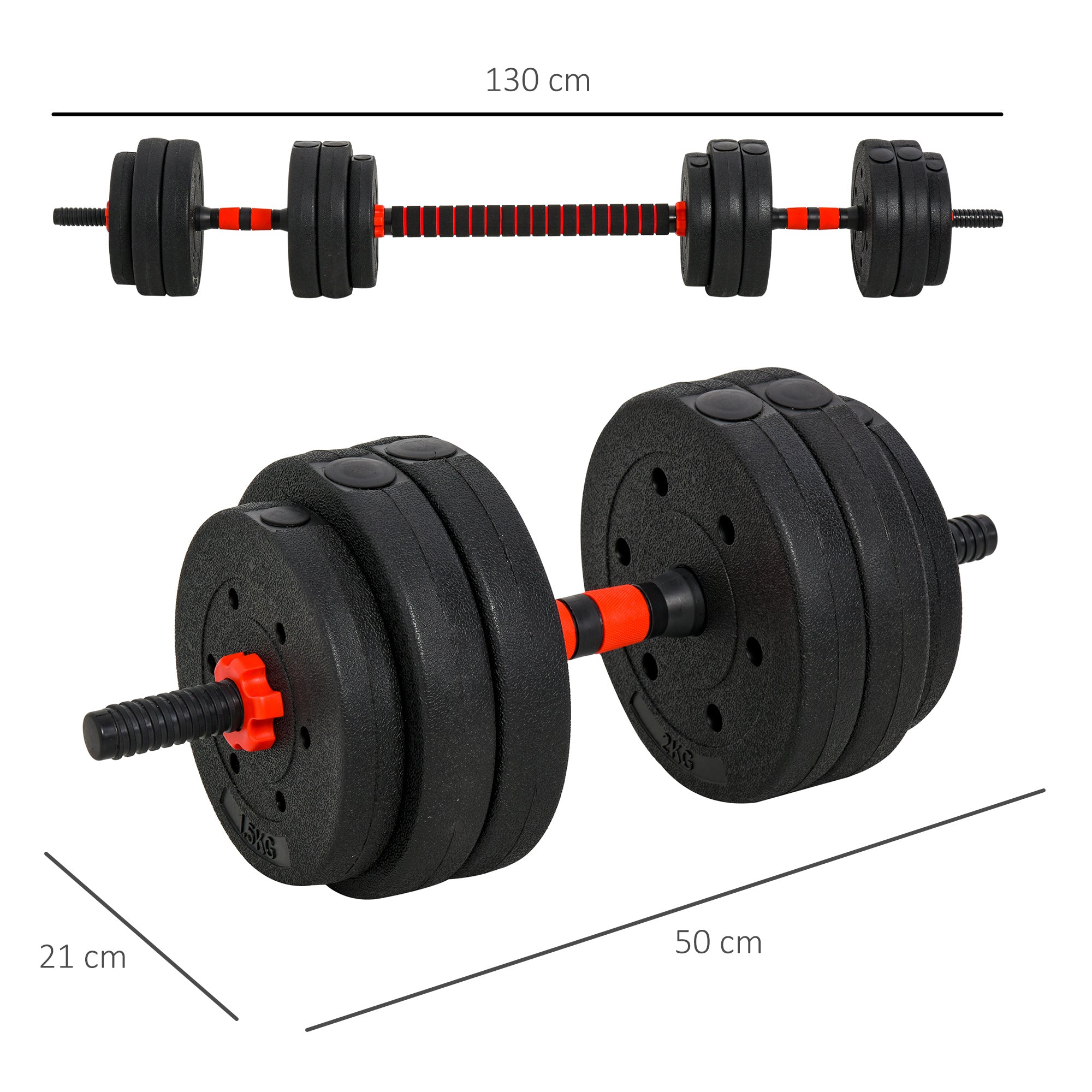 EasyComfort halterset 2-in-1 25 kg ombouwbaar tot halterstang