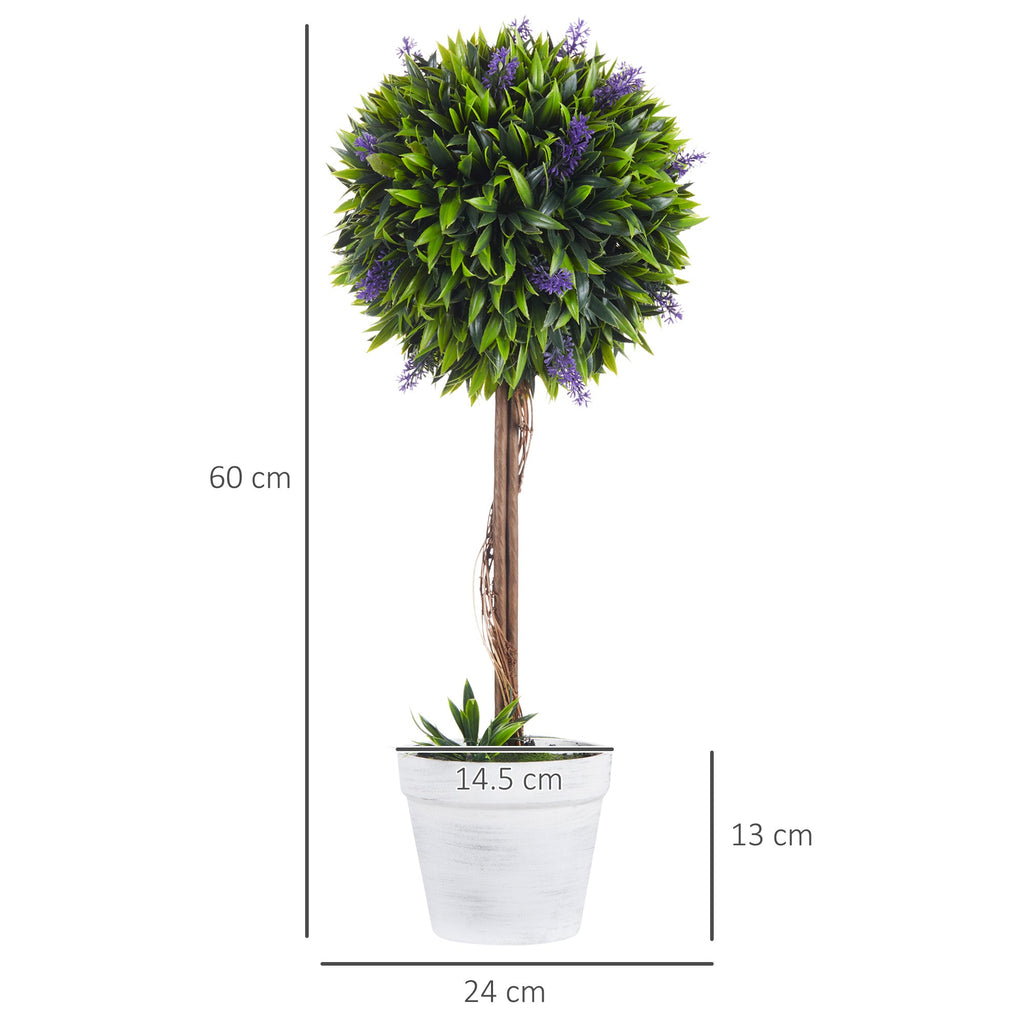 EasyComfort Set 2 kunstplanten bolvormig met lavendel Ø24x60 cm