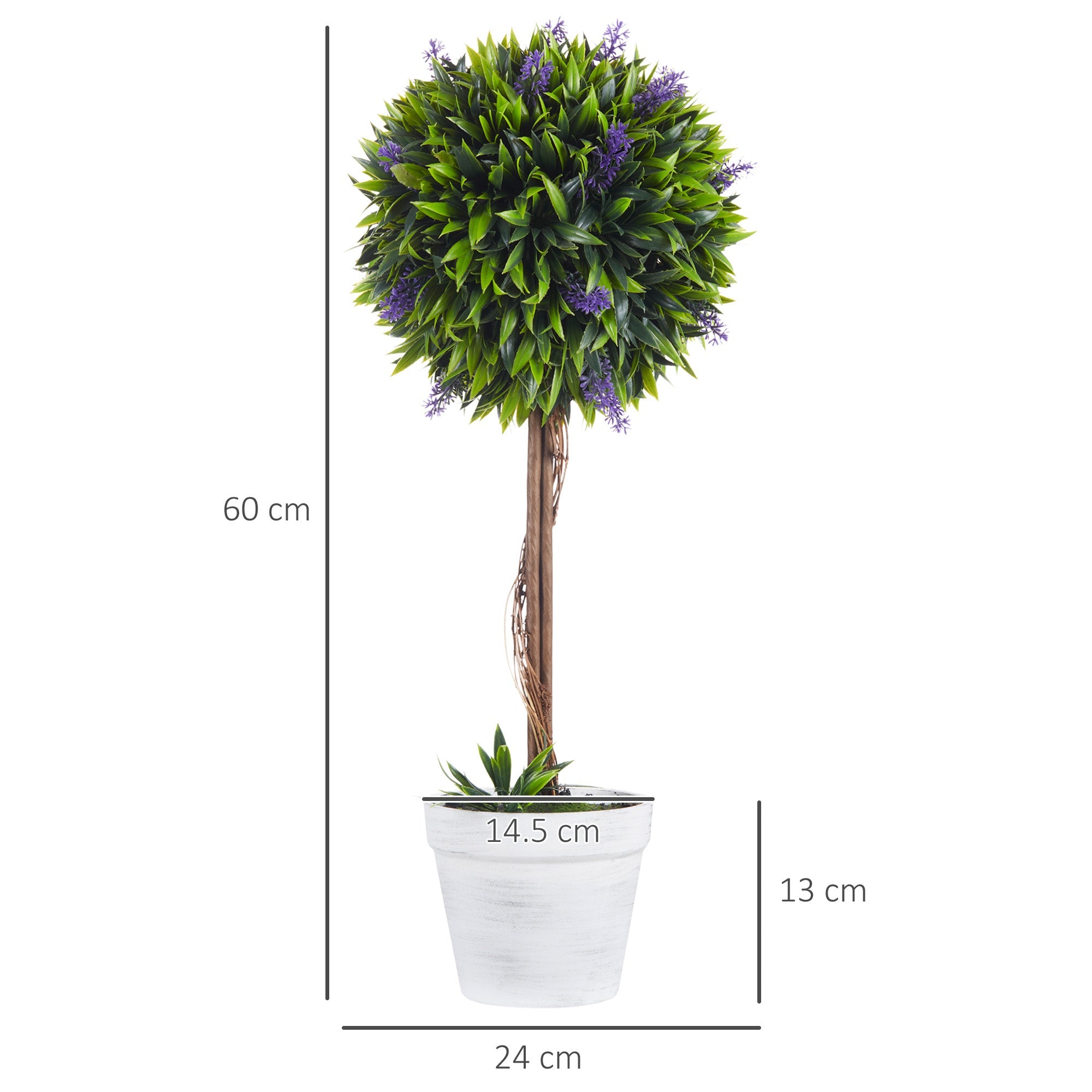EasyComfort Set 2 kunstplanten bolvormig met lavendel Ø24x60 cm