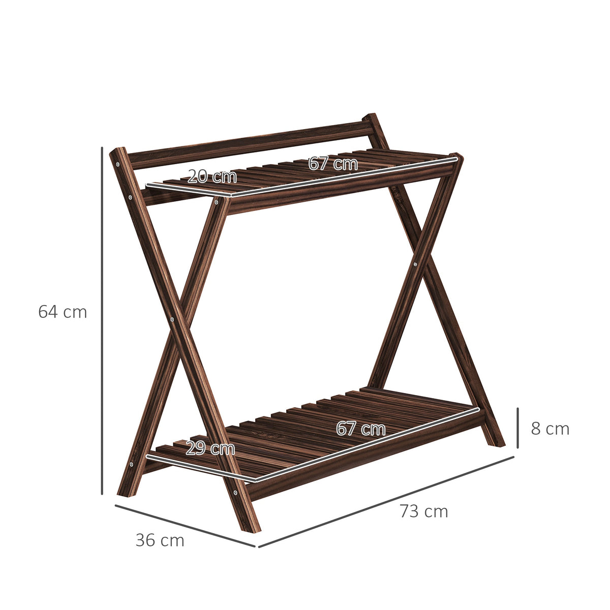 EasyComfort Set 2 plantenhouder 2 niveaus 73x36x64 cm, verbrand bruin