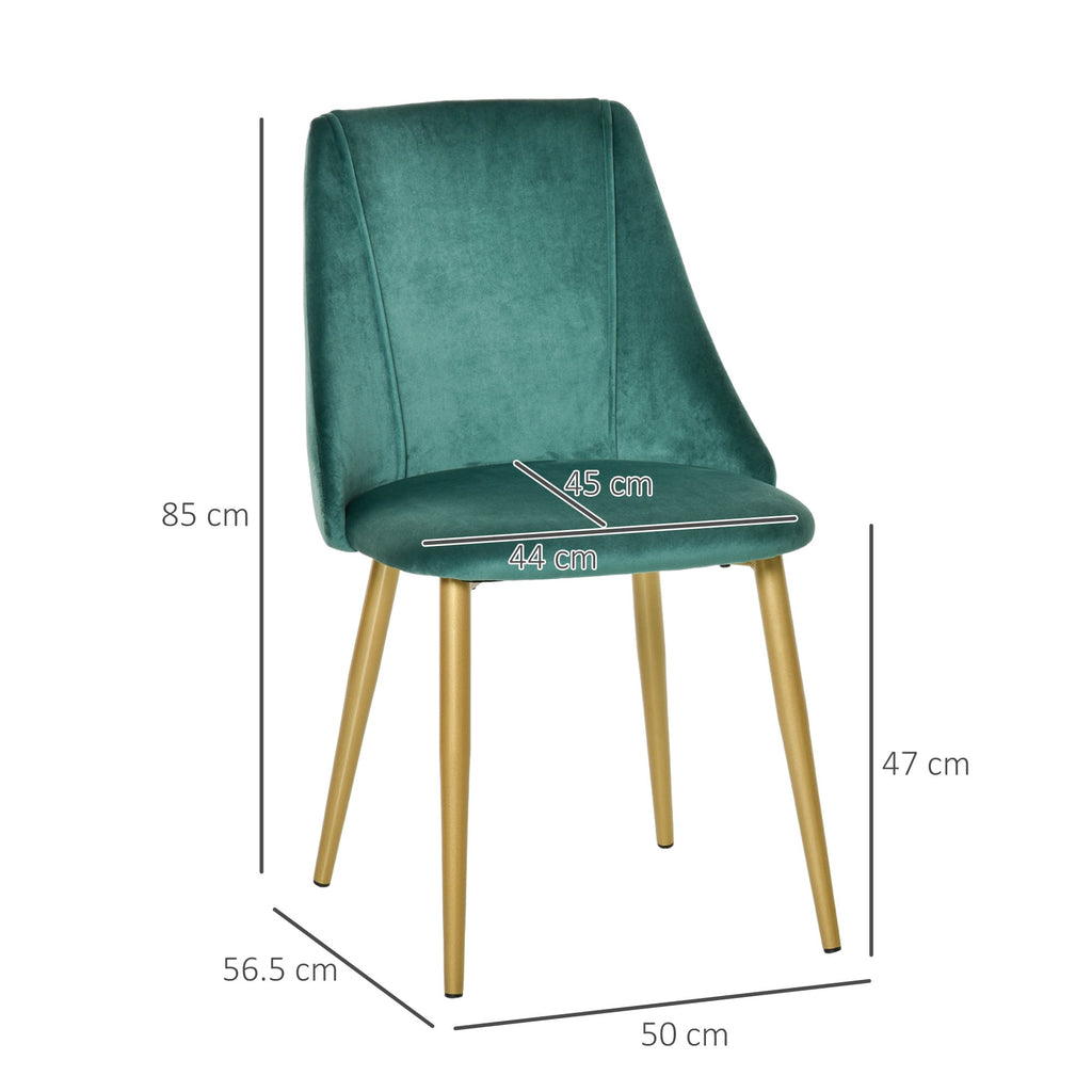 EasyComfort Set 2 Sedie da Pranzo Moderne e Imbottite da Salotto, per Soggiorno e Cucina, schienali ergonomici e gambe in legno, Verde