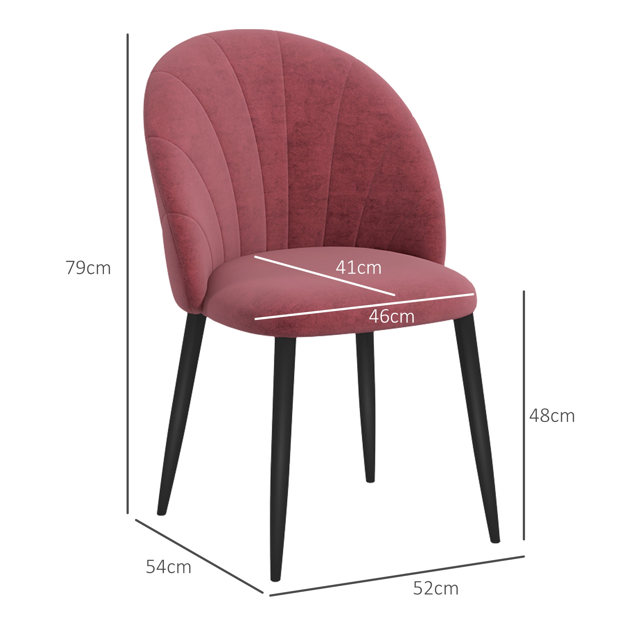 EasyComfort Set 2 eetkamerstoelen met fluweeleffect, rood