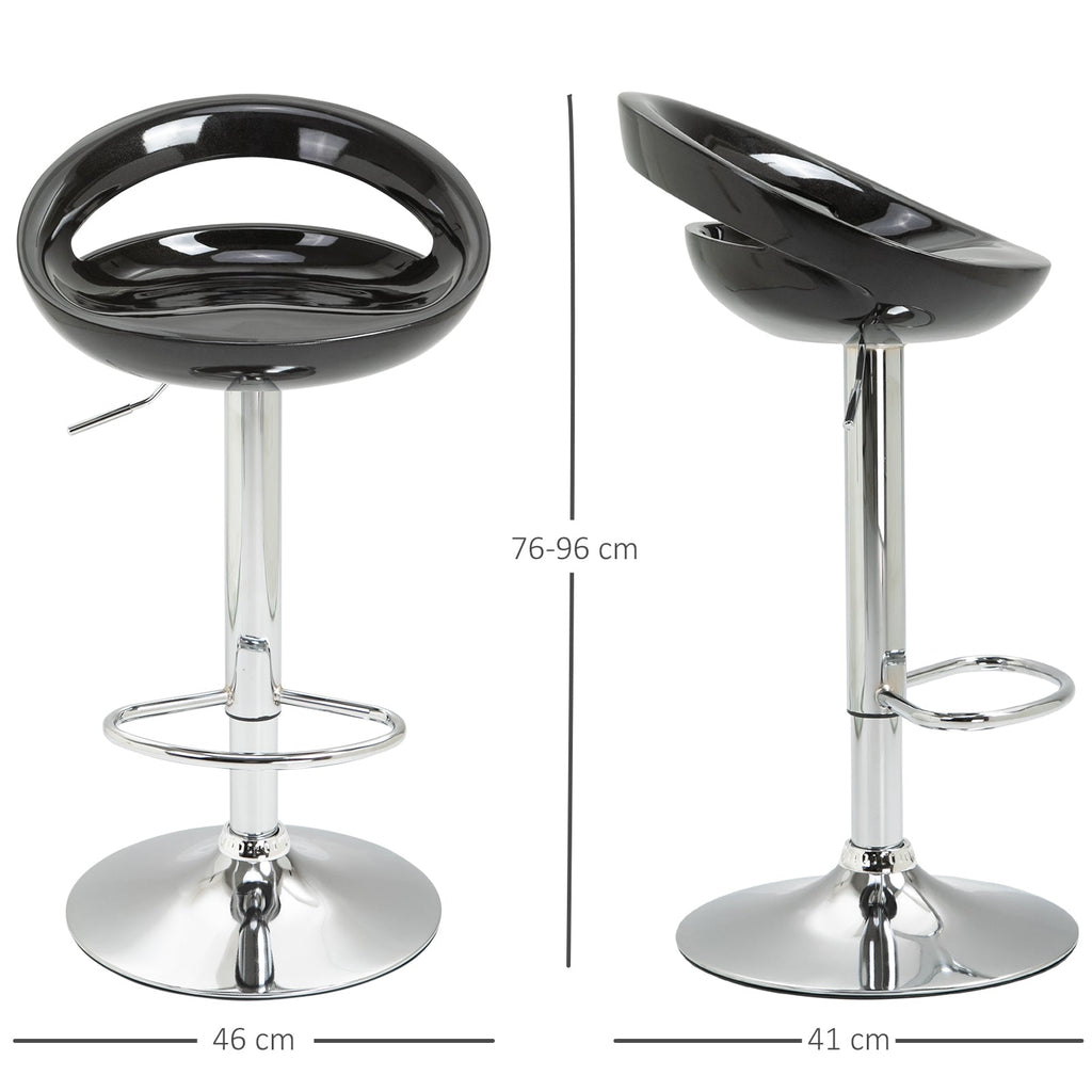 Easycomfort Set 2 Sgabelli da Bar Alti, Sgabelli Girevoli a 360°, with Schienale e Poggiapiedi, Altezza Regolabile, Base in Acciaio, per Sala da Pranzo e Cucina, 46x41x76-96cm, black