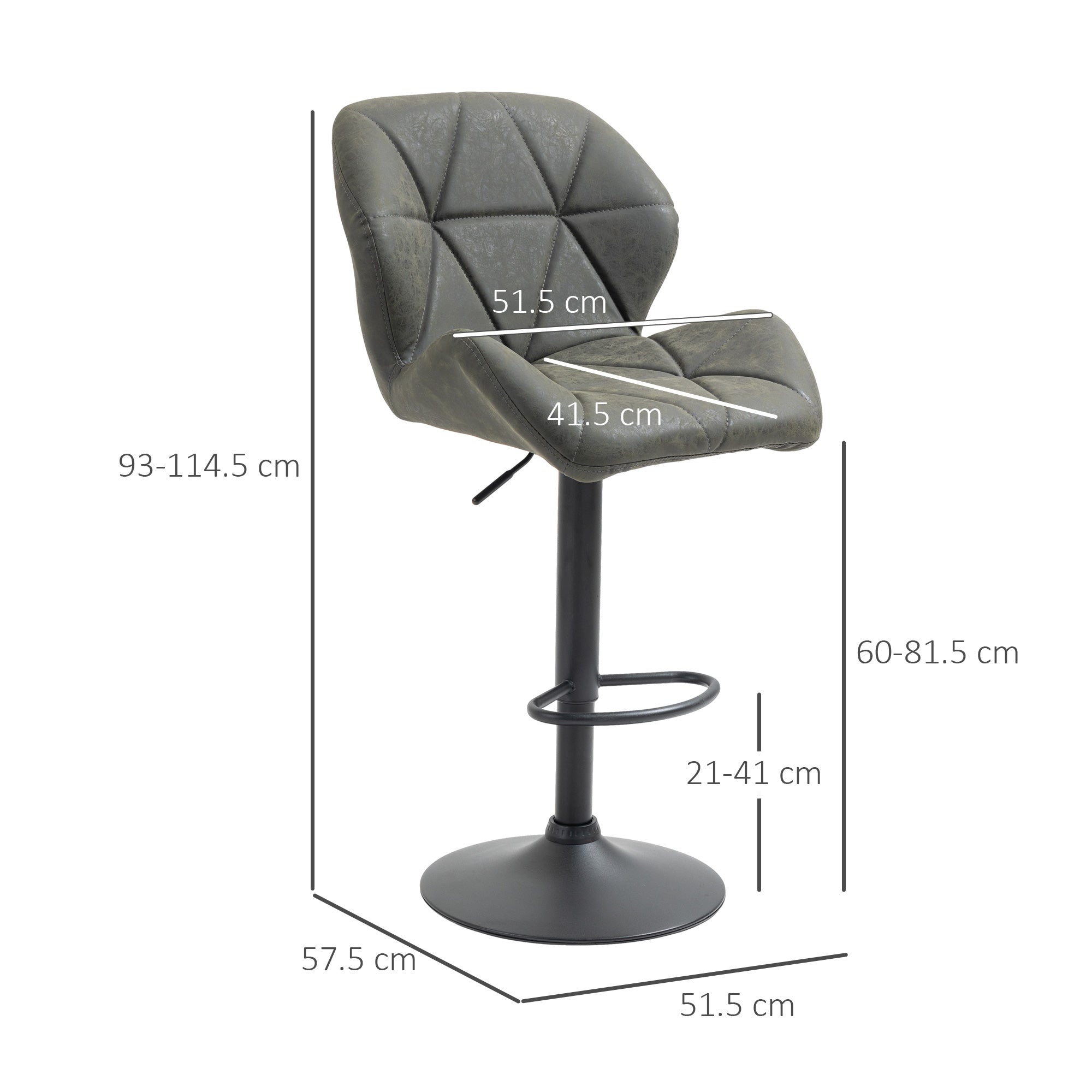 EasyComfort Set 2 Sgabelli Alti da Cucina Moderni with Schienale e Poggiapiedi, da Bar di Design with Base Rotonda, in Similpelle, Verde