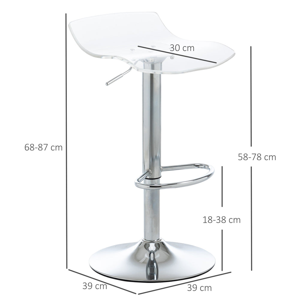 EasyComfort Sgabelli Alti da Bar Moderno barkruk set van 2, verstelbaar, transparant