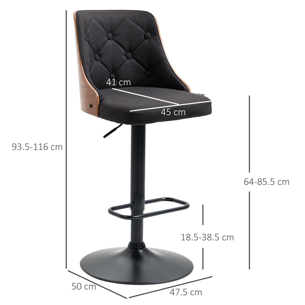 EasyComfort Set 2 Sgabelli Alti Girevoli da Cucina e Bar, Moderni ad Altezza Regolabile in Tessuto Traspirante, 47.5x50x93.5-116 cm
