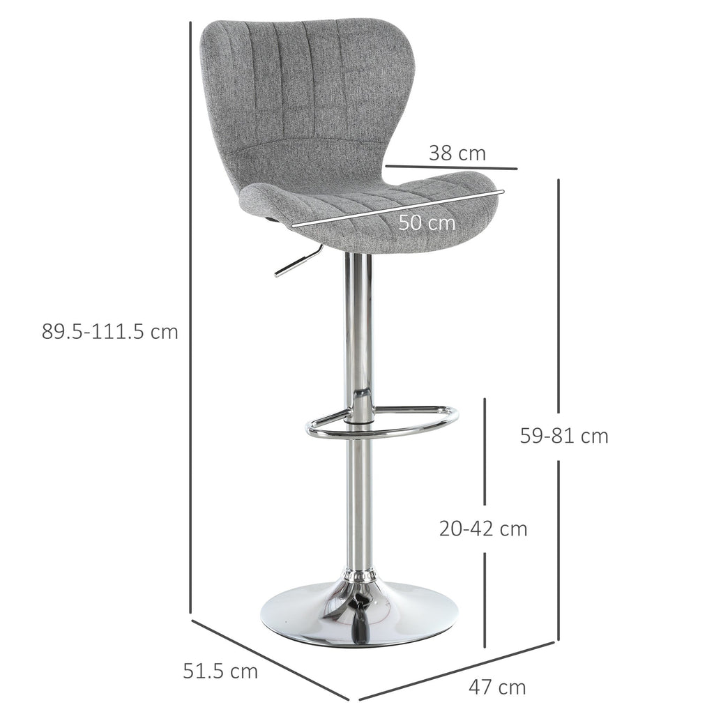 EasyComfort Set van 2 Barstoelen - Verstelbaar, Draaibaar, Grijs