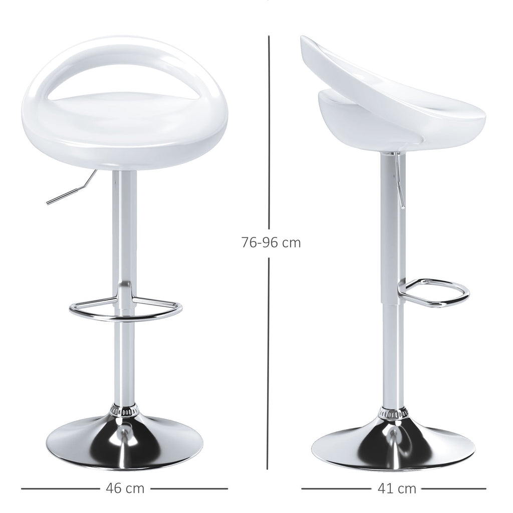 EasyComfort Set di 2 Sgabelli Alti Moderno da Bar Girevoli with Poggiapiedi, Seduta Regolabile in Acciaio, Struttura in metallo, white
