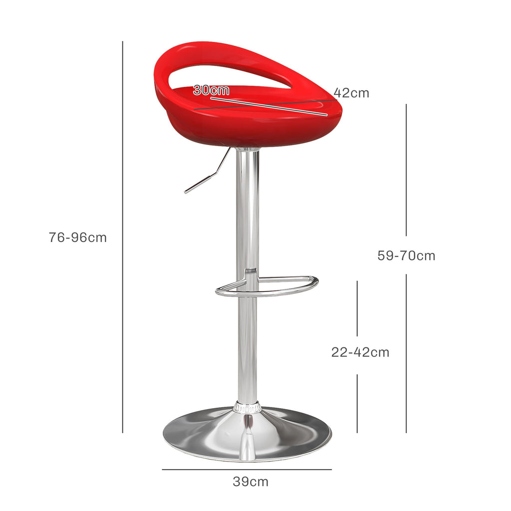 EasyComfort Set van 2 barkrukken, draaibaar en in hoogte verstelbaar, rood