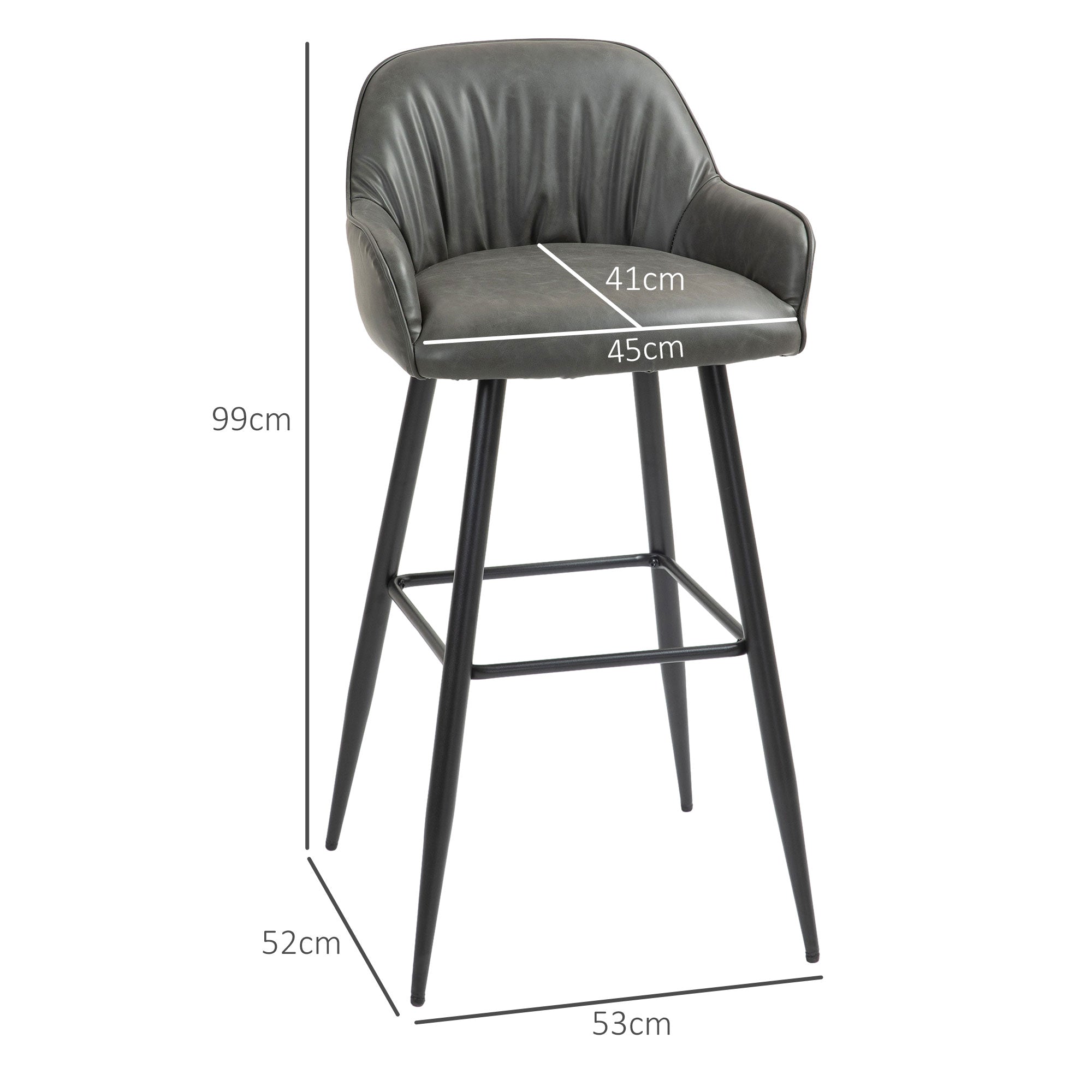 EasyComfort Set 2 barstoelen modern, antraciet