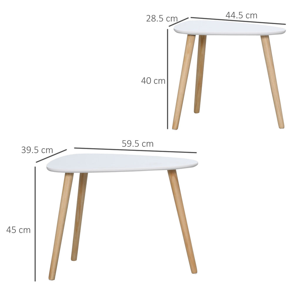 Easycomfort Set 2 Tavolini da Salotto Impilabili Stile Nordico with Gambe in Legno, white