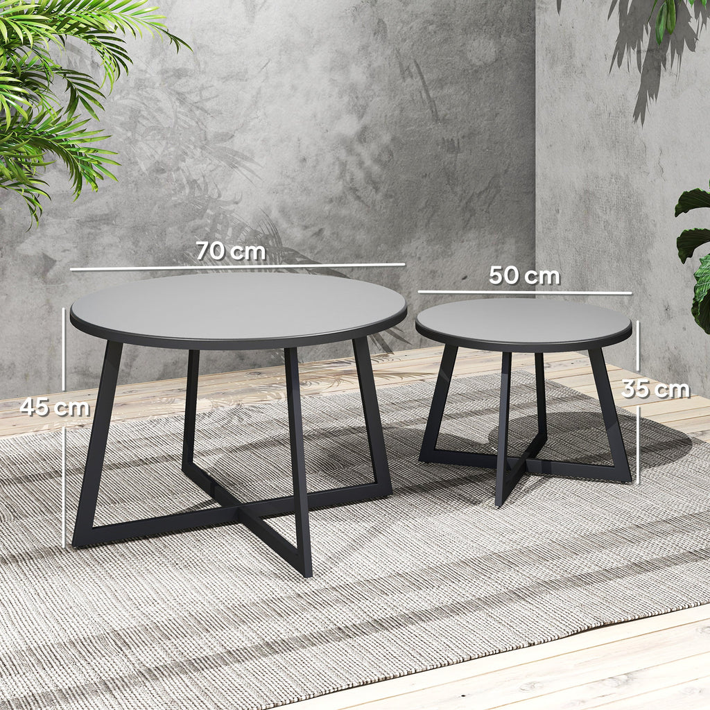EasyComfort set 2 bijzettafels buiten Ø70 x 45A cm & Ø50 x 35A cm, grijs