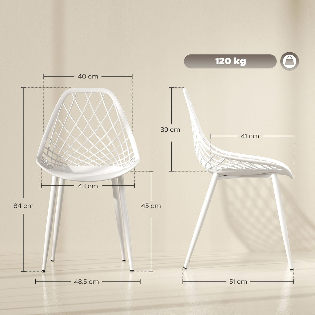 EasyComfort Set van 4 moderne eetkamerstoelen, wit