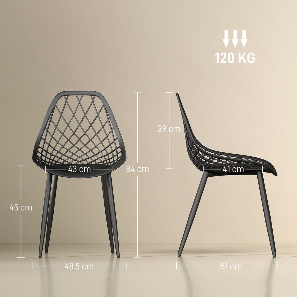 EasyComfort Set 4 moderne eetkamerstoelen, zwart